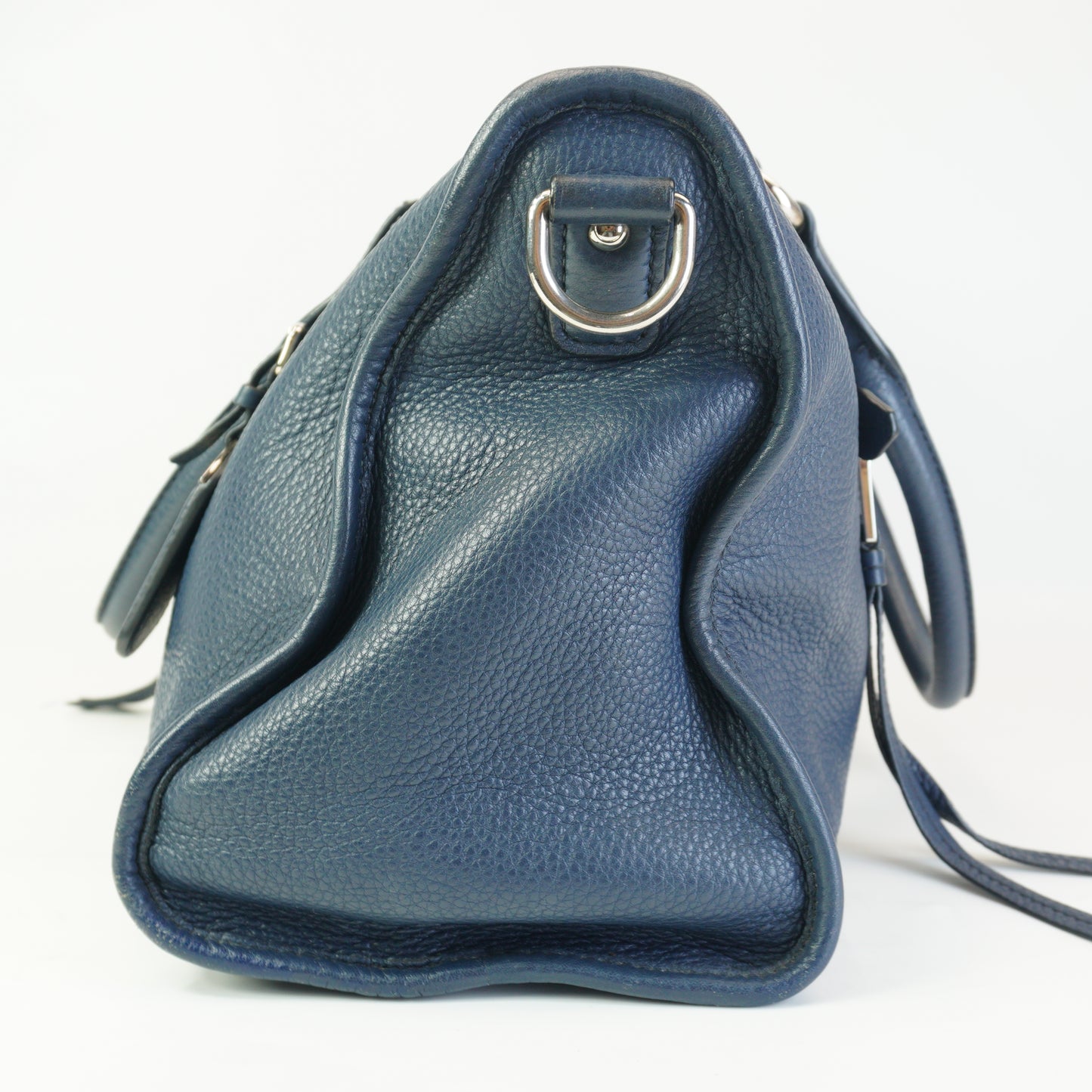 Prada Vitello Phenix Zip Top Satchel Blue SHW Large