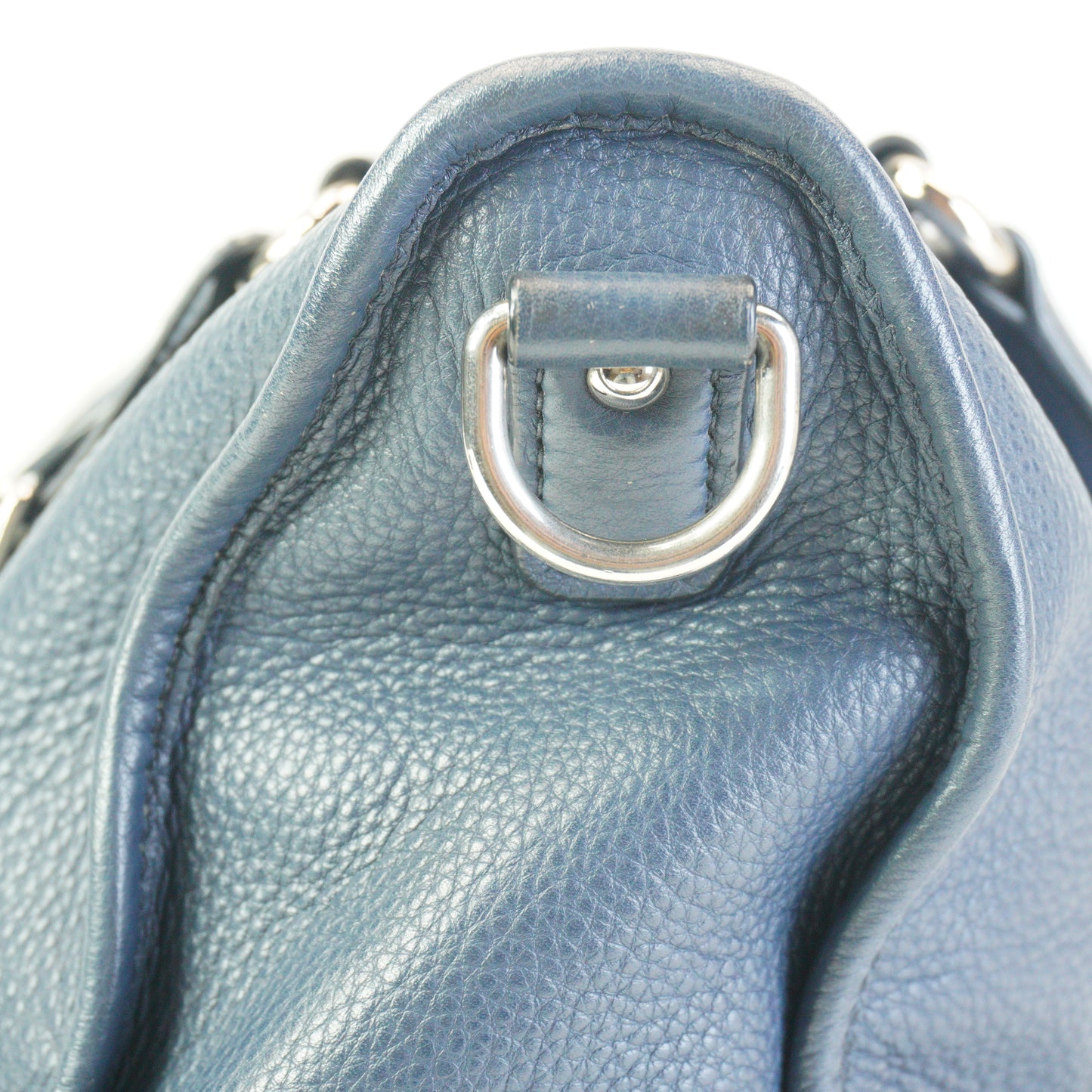 Prada Vitello Phenix Zip Top Satchel Blue SHW Large