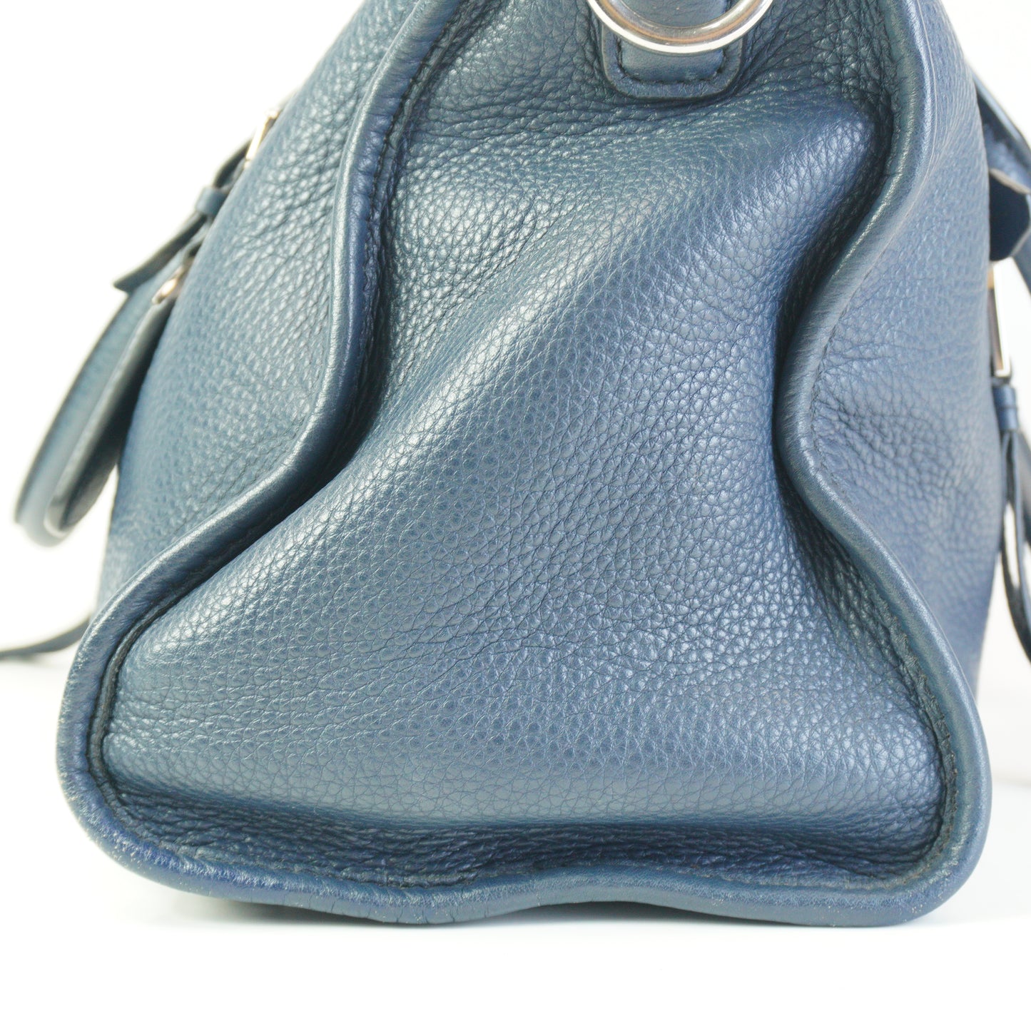 Prada Vitello Phenix Zip Top Satchel Blue SHW Large