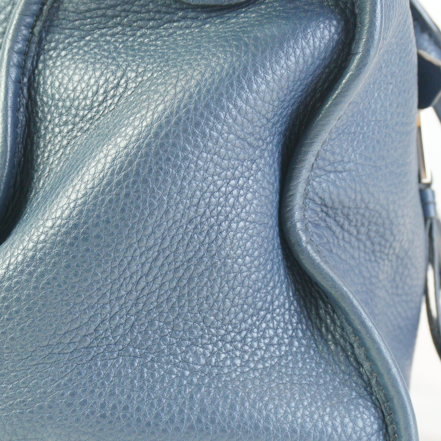 Prada Vitello Phenix Zip Top Satchel Blue SHW Large
