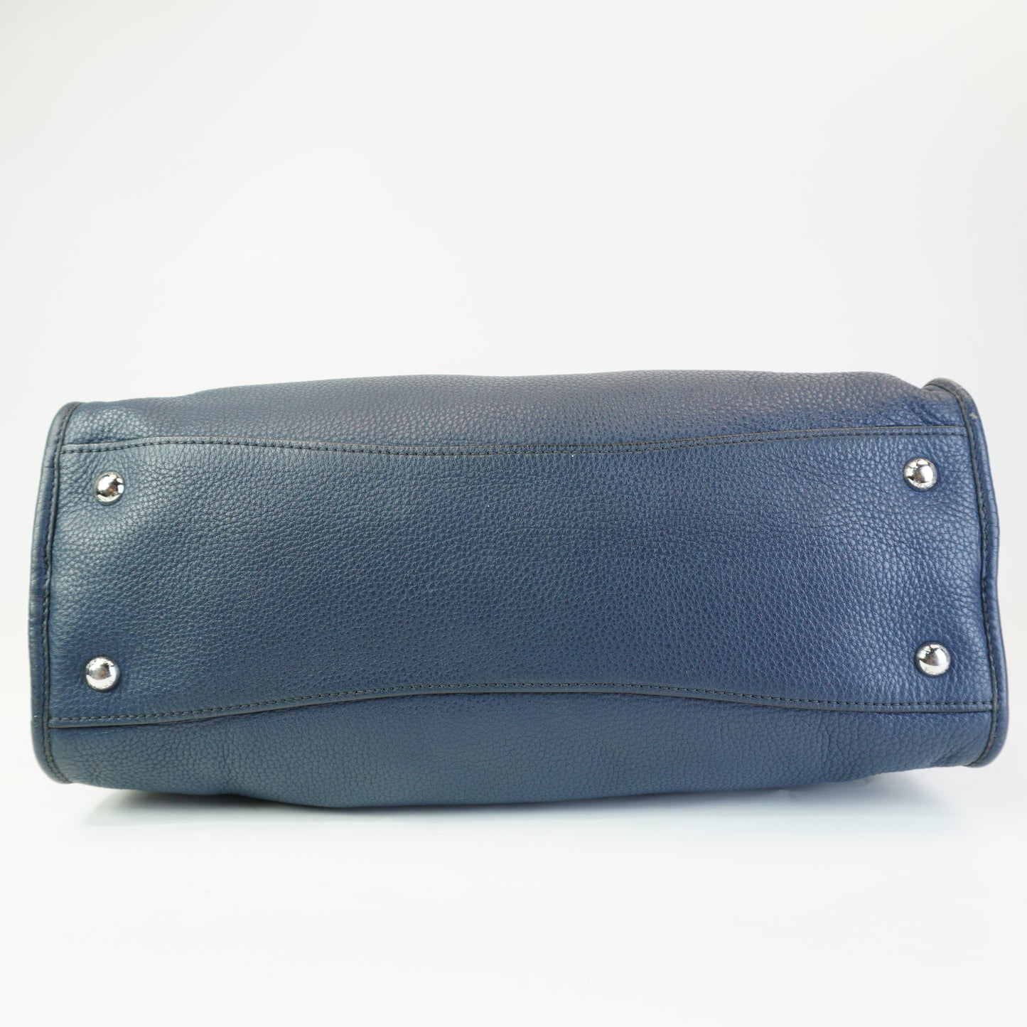 Prada Vitello Phenix Zip Top Satchel Blue SHW Large