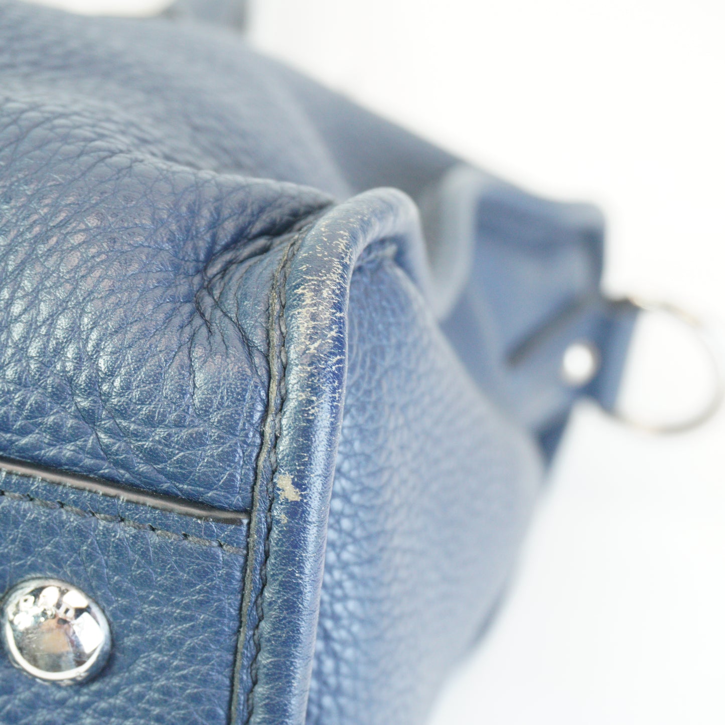 Prada Vitello Phenix Zip Top Satchel Blue SHW Large