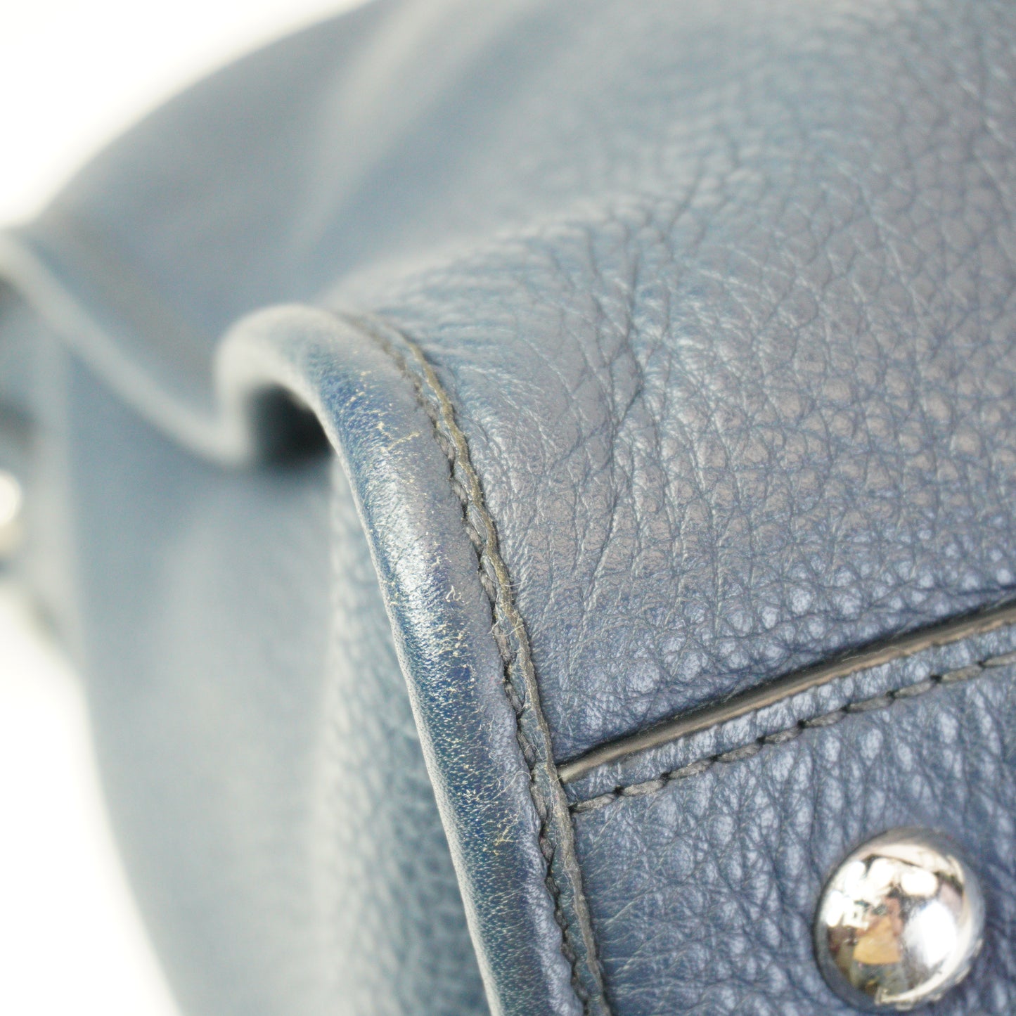 Prada Vitello Phenix Zip Top Satchel Blue SHW Large