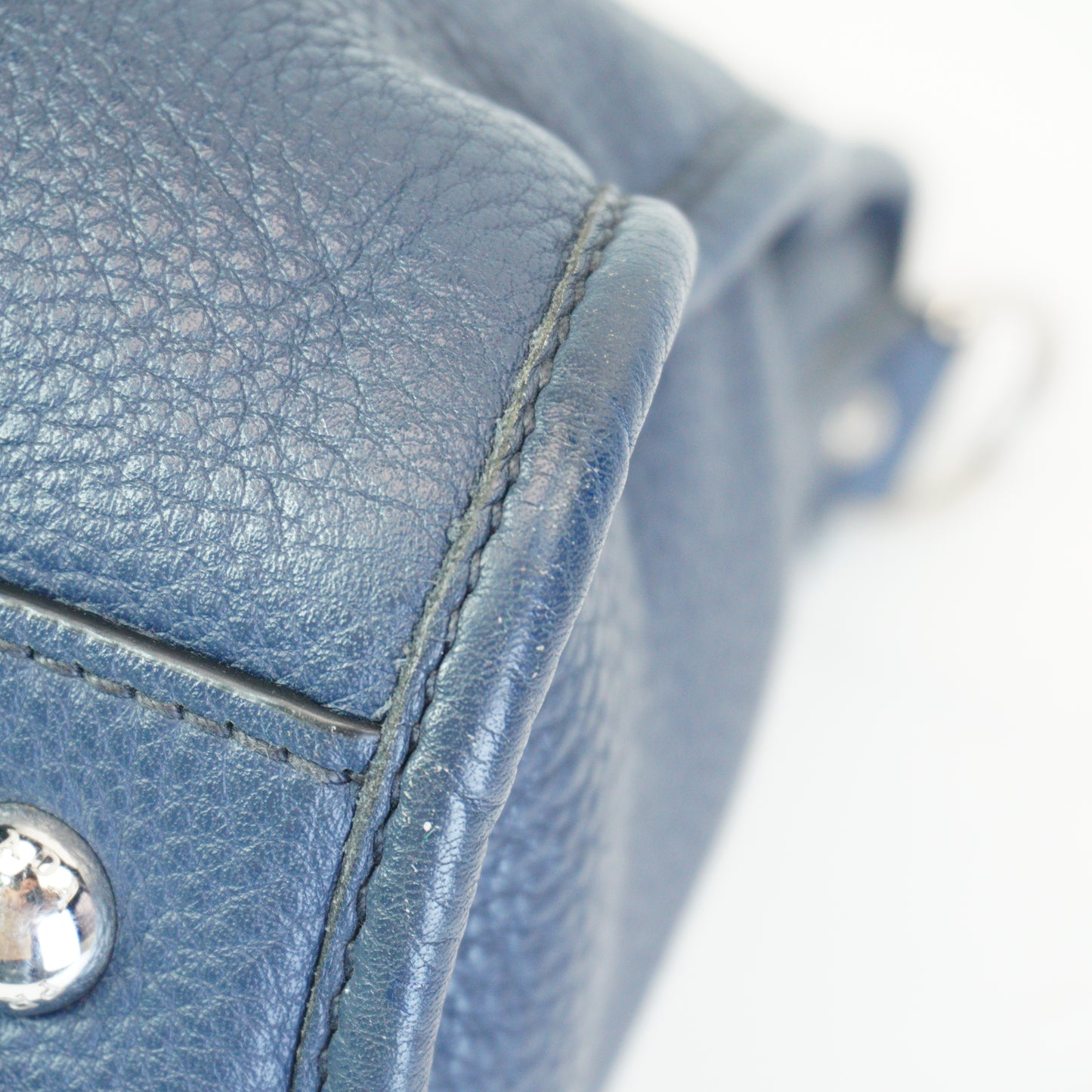 Prada Vitello Phenix Zip Top Satchel Blue SHW Large