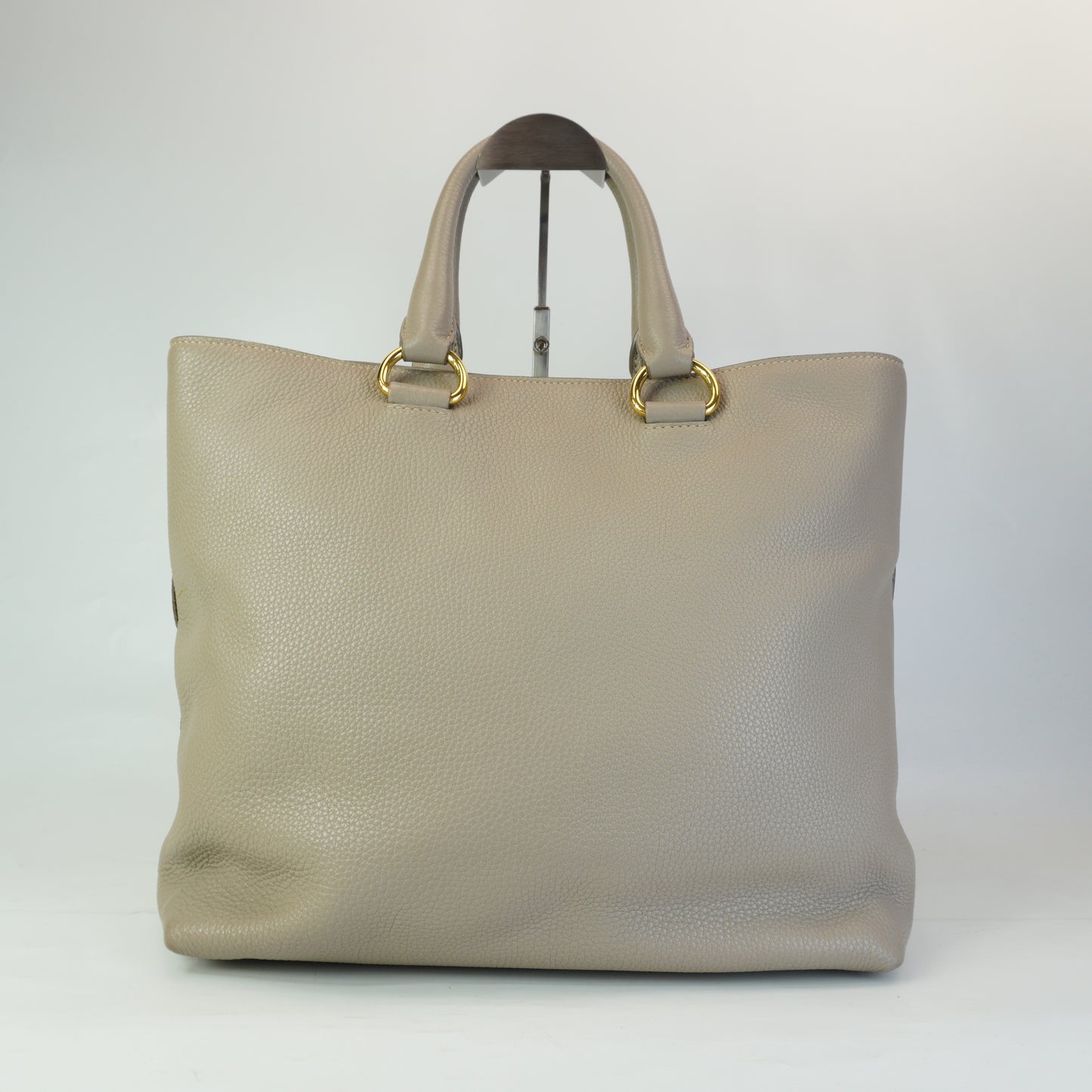 Prada Vitello Phoenix Leather Shopping Tote Bag Clay Gray Medium SHW