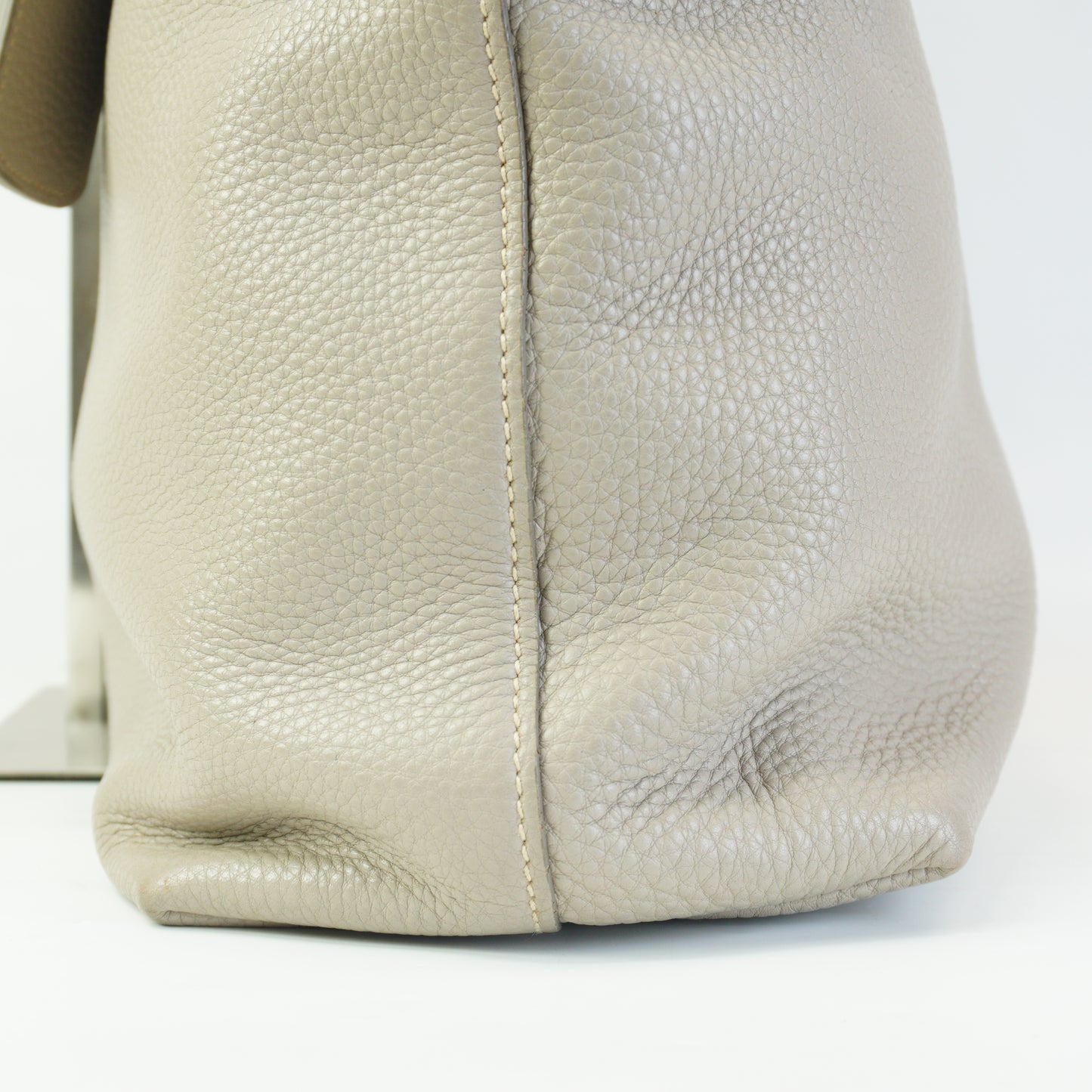 Prada Vitello Phoenix Leather Shopping Tote Bag Clay Gray Medium SHW