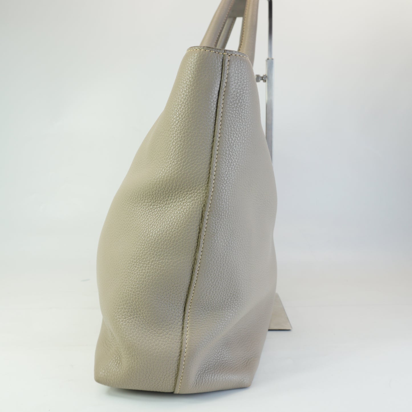 Prada Vitello Phoenix Leather Shopping Tote Bag Clay Gray Medium SHW