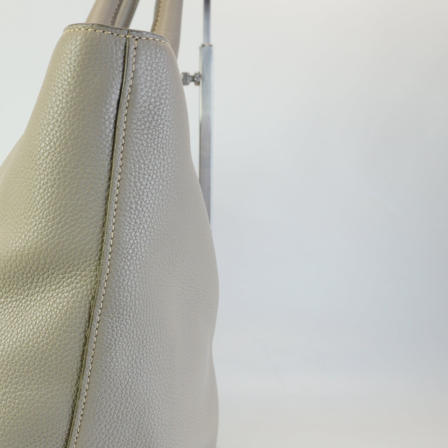 Prada Vitello Phoenix Leather Shopping Tote Bag Clay Gray Medium SHW