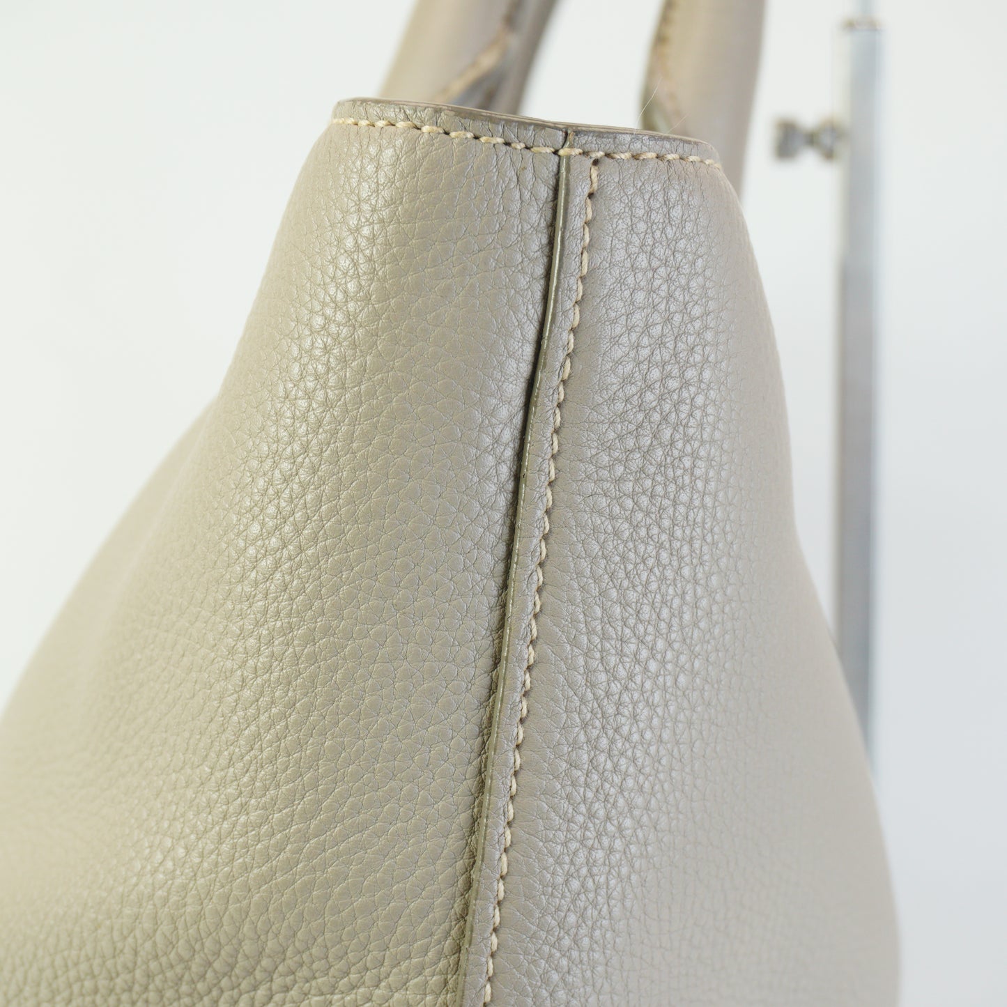 Prada Vitello Phoenix Leather Shopping Tote Bag Clay Gray Medium SHW