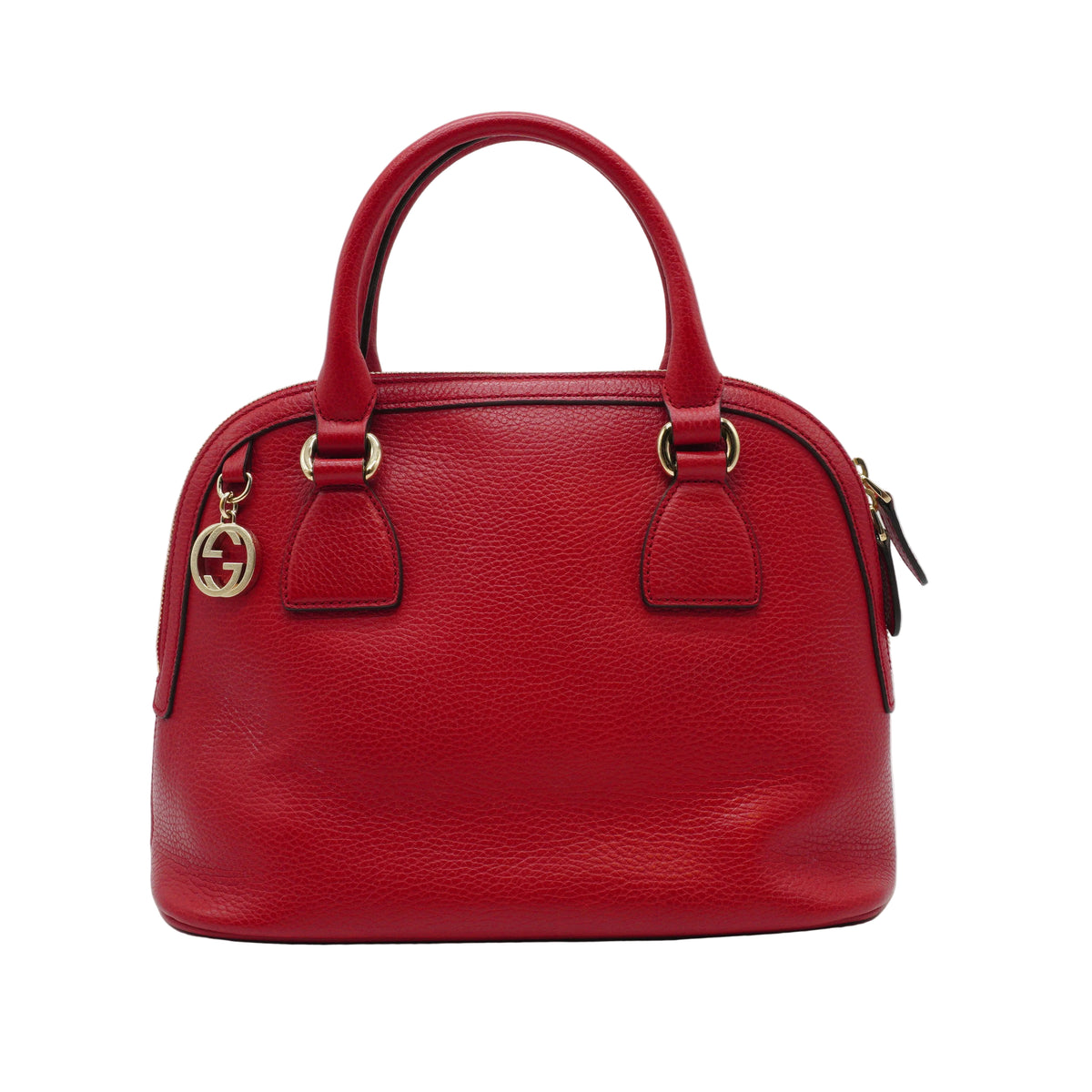 Gucci GG Charm Dome Satchel Medium Red GHW