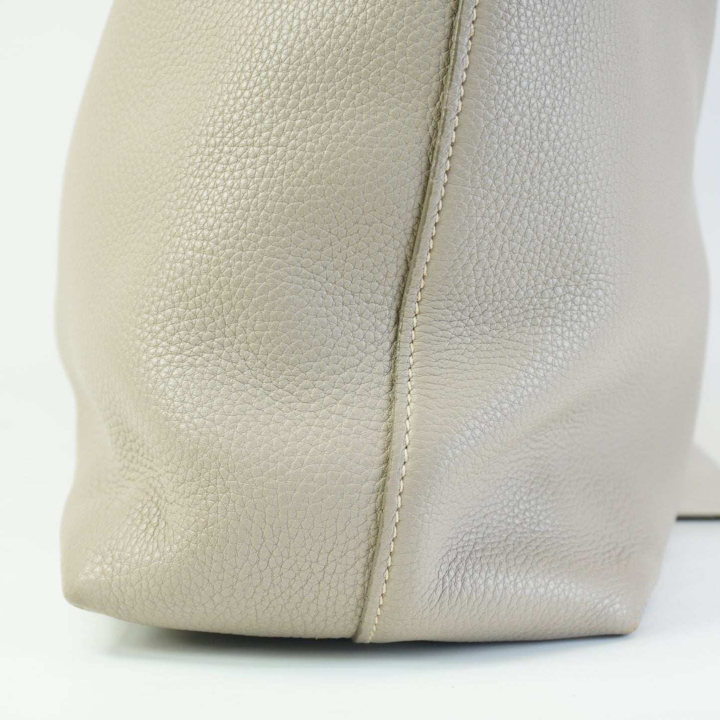 Prada Vitello Phoenix Leather Shopping Tote Bag Clay Gray Medium SHW