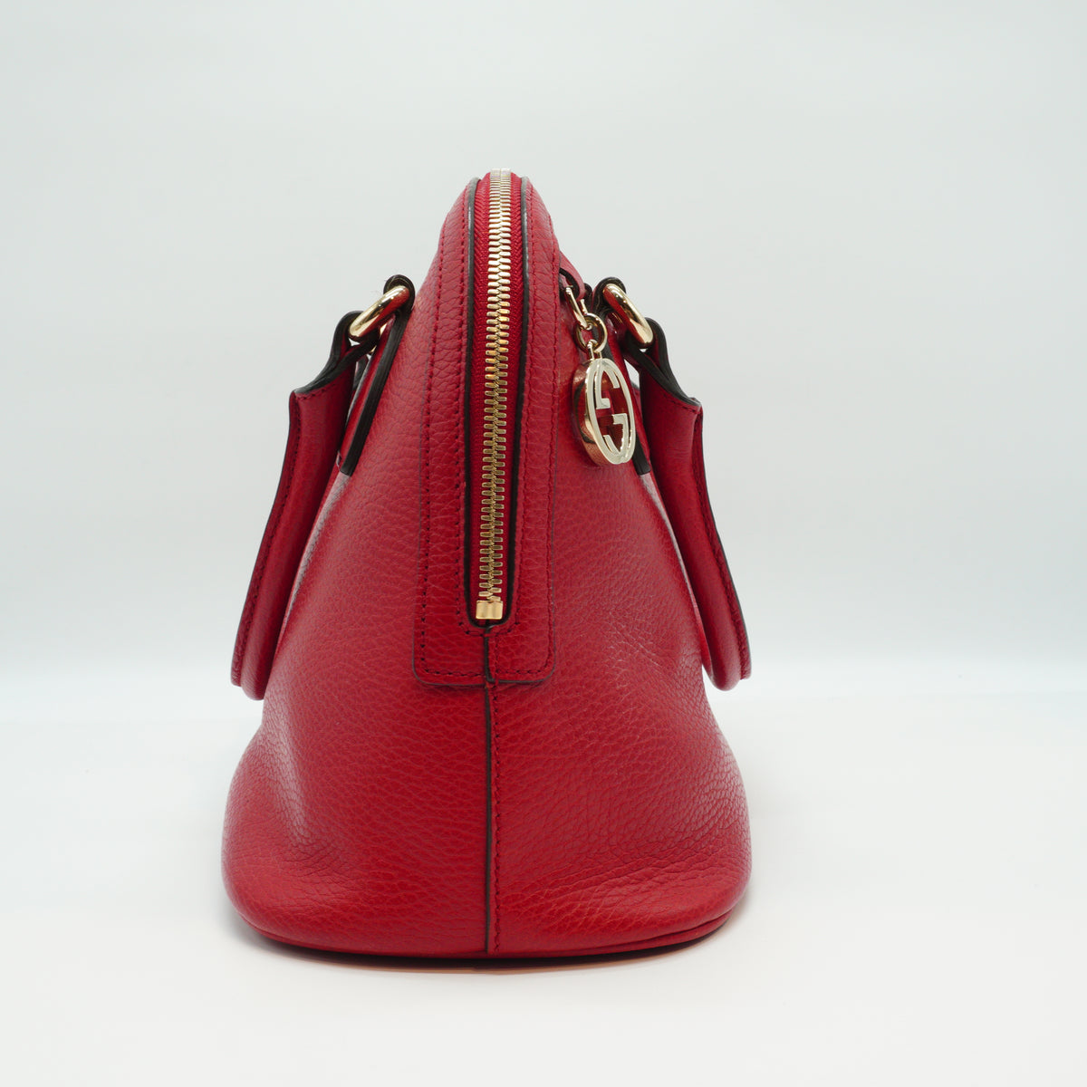 Gucci GG Charm Dome Satchel Medium Red GHW