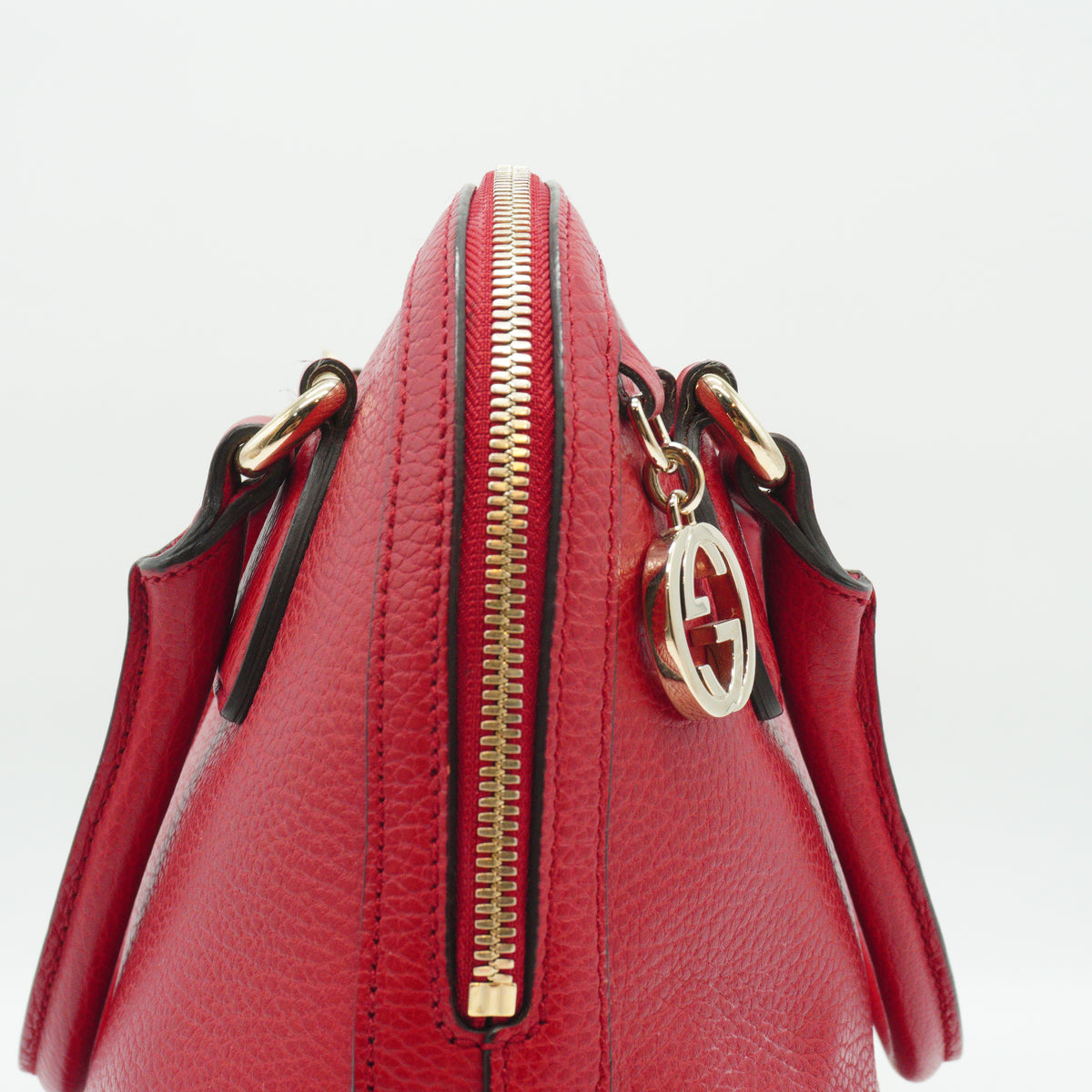 Gucci GG Charm Dome Satchel Medium Red GHW