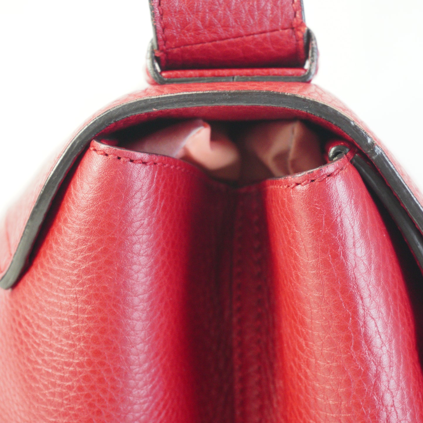 Gucci GG Leather Shoulder Bag Large Red GHW