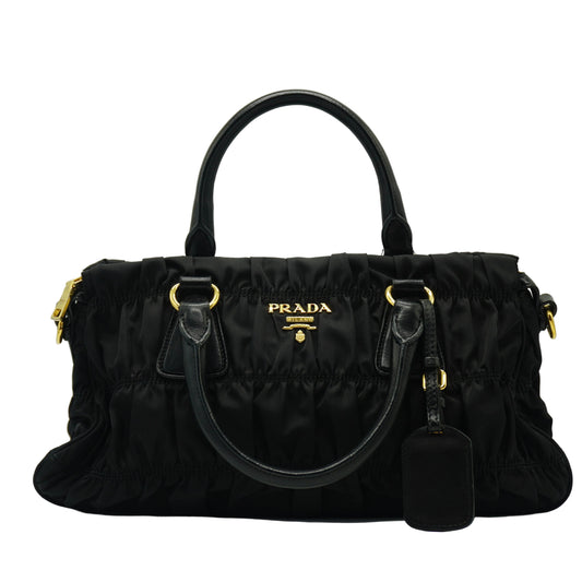 Prada	Gaufre Tessuto Medium Black GHW