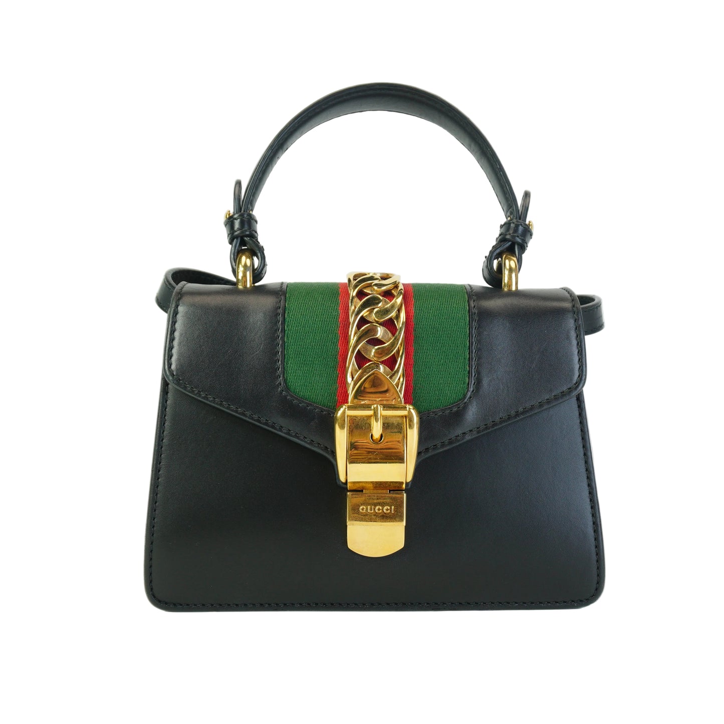 Gucci Syvie Lether Mini Black Bag GHW