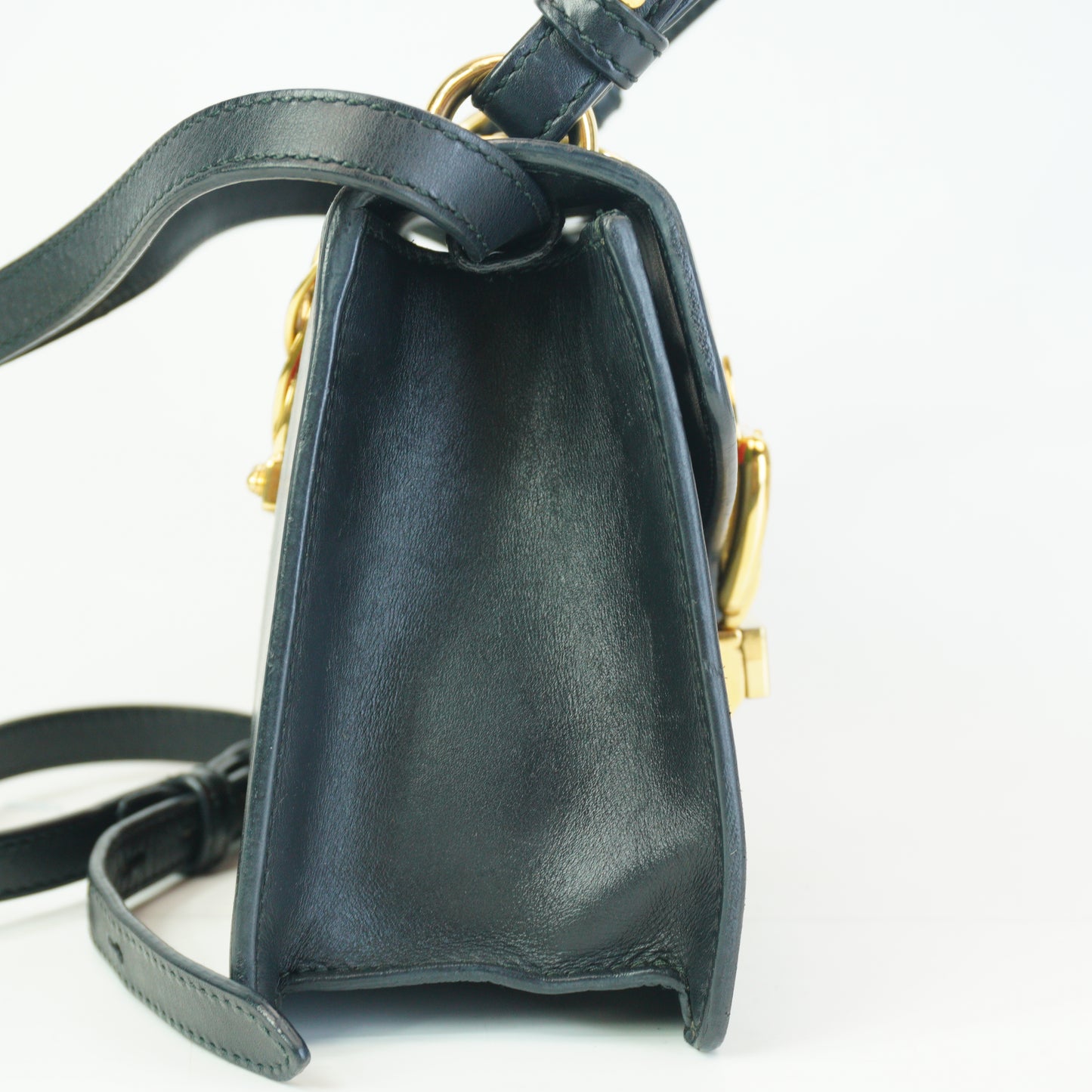 Gucci Syvie Lether Mini Black Bag GHW