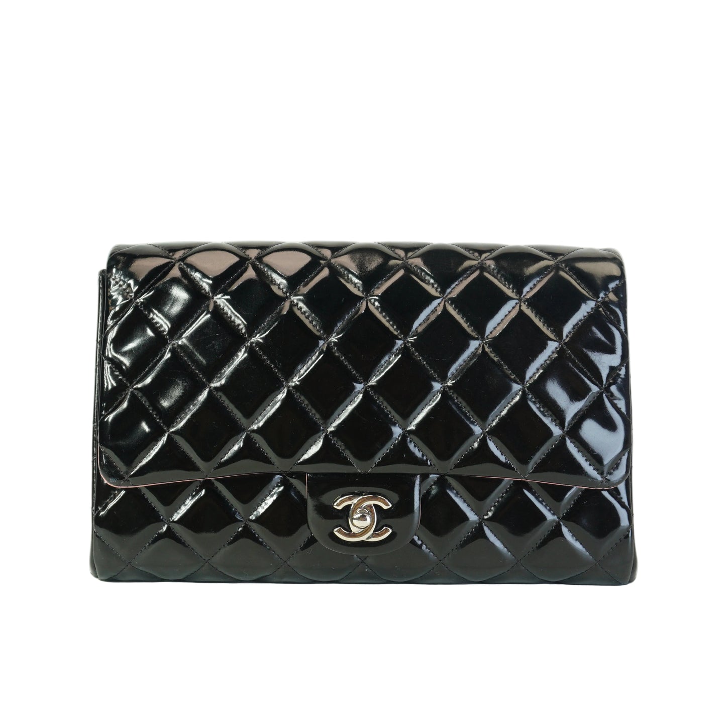 Chanel Flap Bag Patent Black Medium SHW