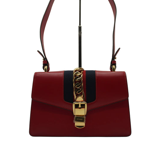 Gucci	Sylvie Shoulder Red Bag Medium GHW