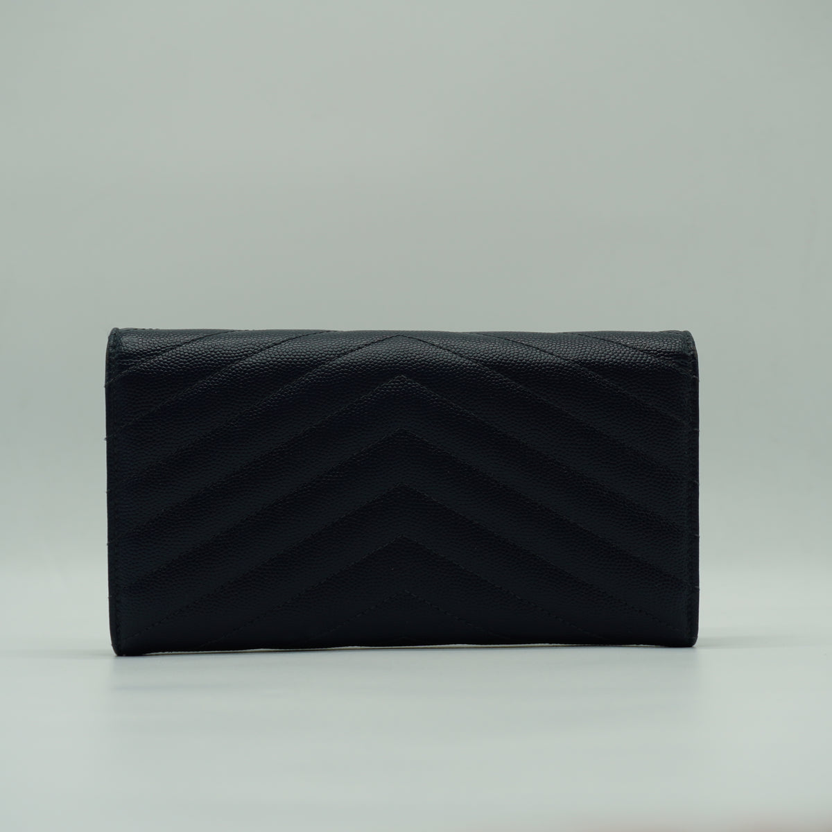 YSL	Cassandra Monogram Large Flap Wallet Navy Blue GHW