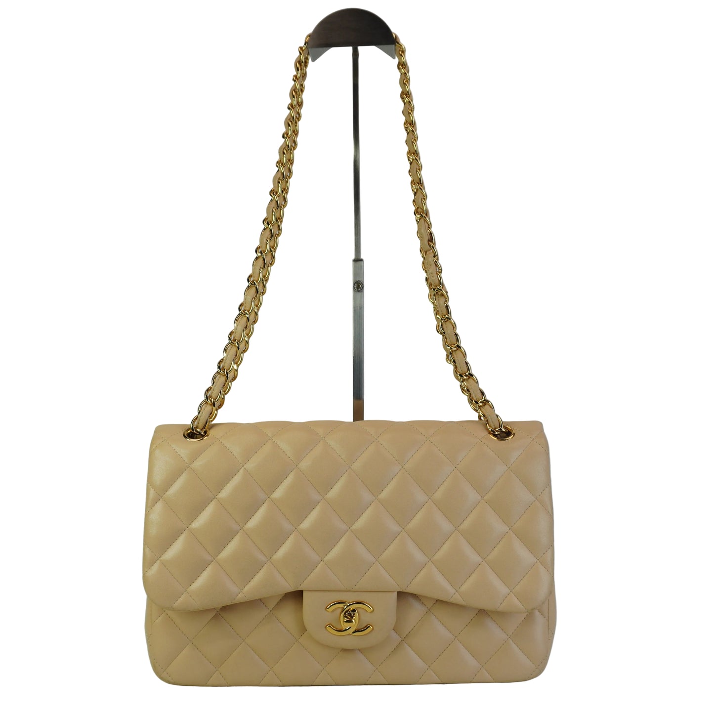 Chanel Classic Flap Bag GHW Medium Beige