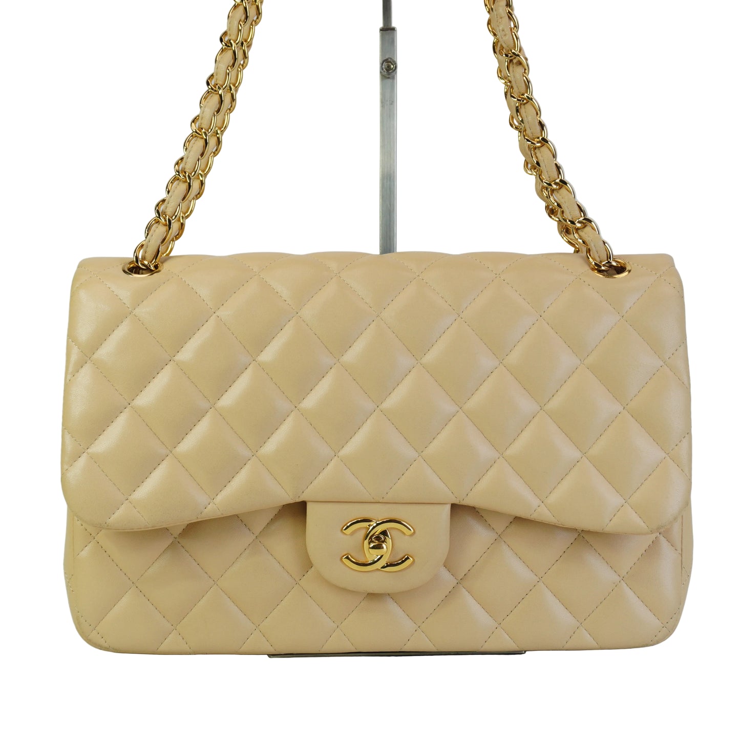 Chanel Classic Flap Bag GHW Medium Beige