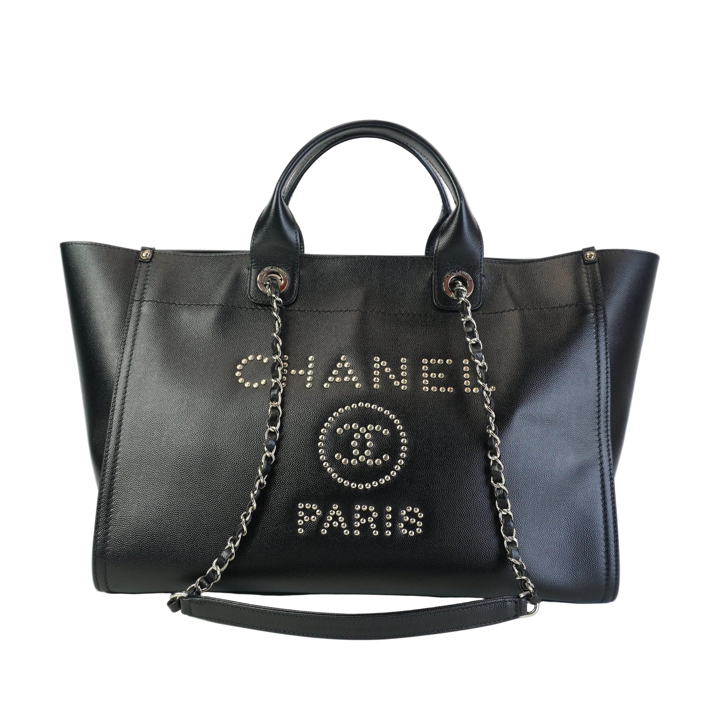 Chanel Deauville Tote Black SHW Large