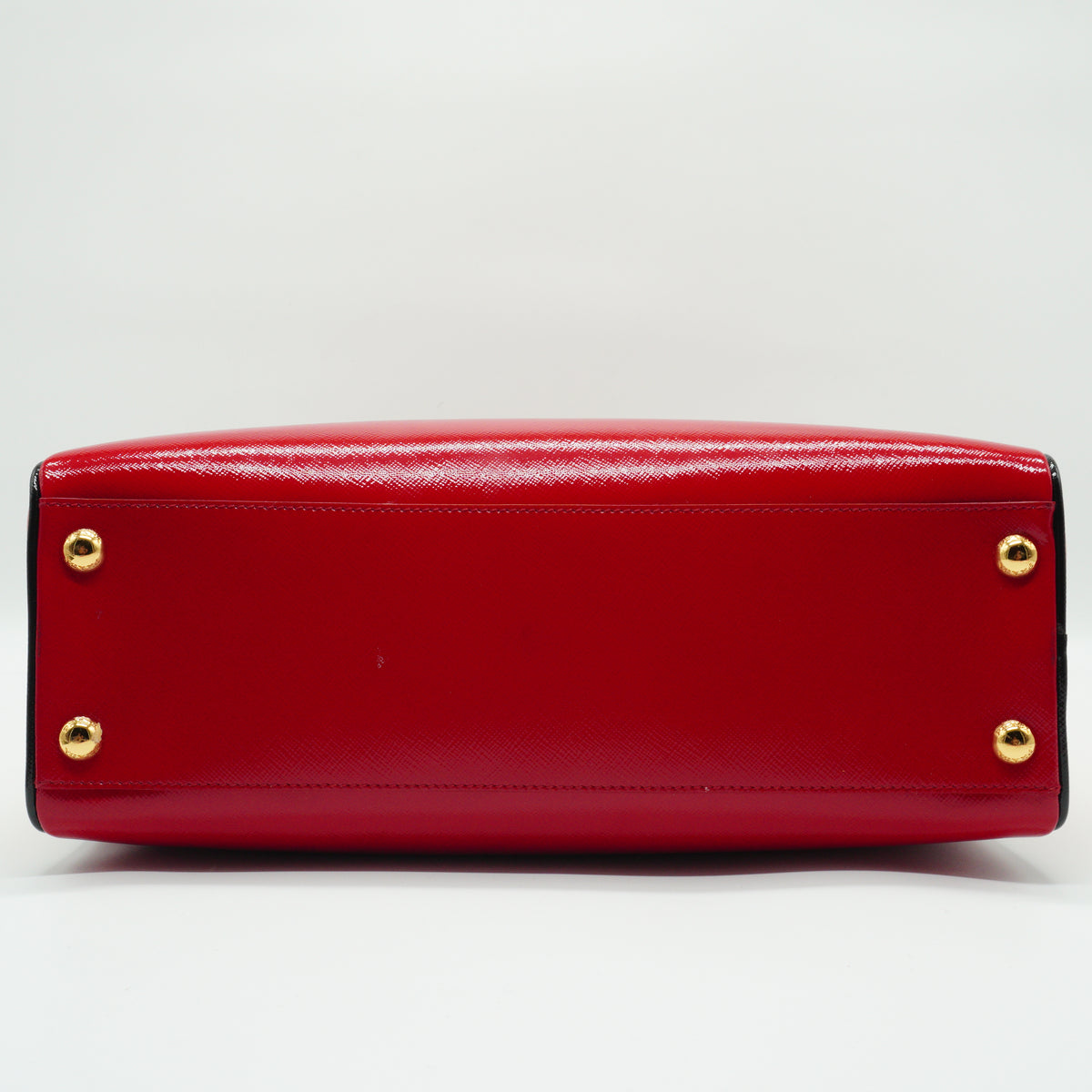 Prada Saffiano Vernice Pyramid Frame Top Handle Bag GHW Medium