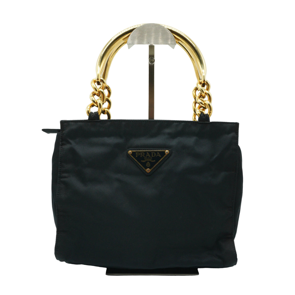 Prada Tessuto Metal handle Bag Small GHW