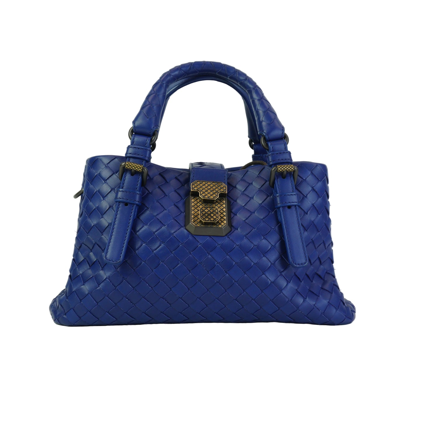 Bottega Veneta Intrecciato Roma Bag Blue BHW Small