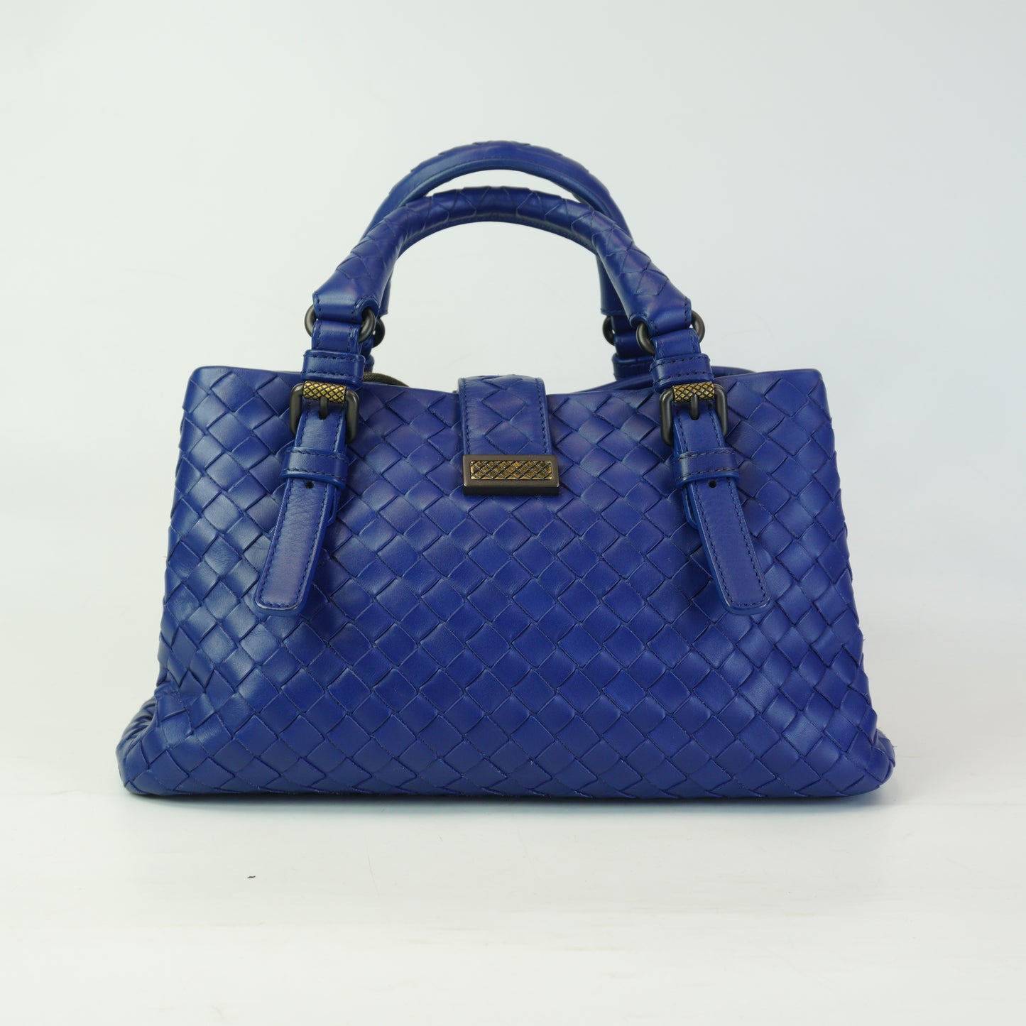 Bottega Veneta Intrecciato Roma Bag Blue BHW Small
