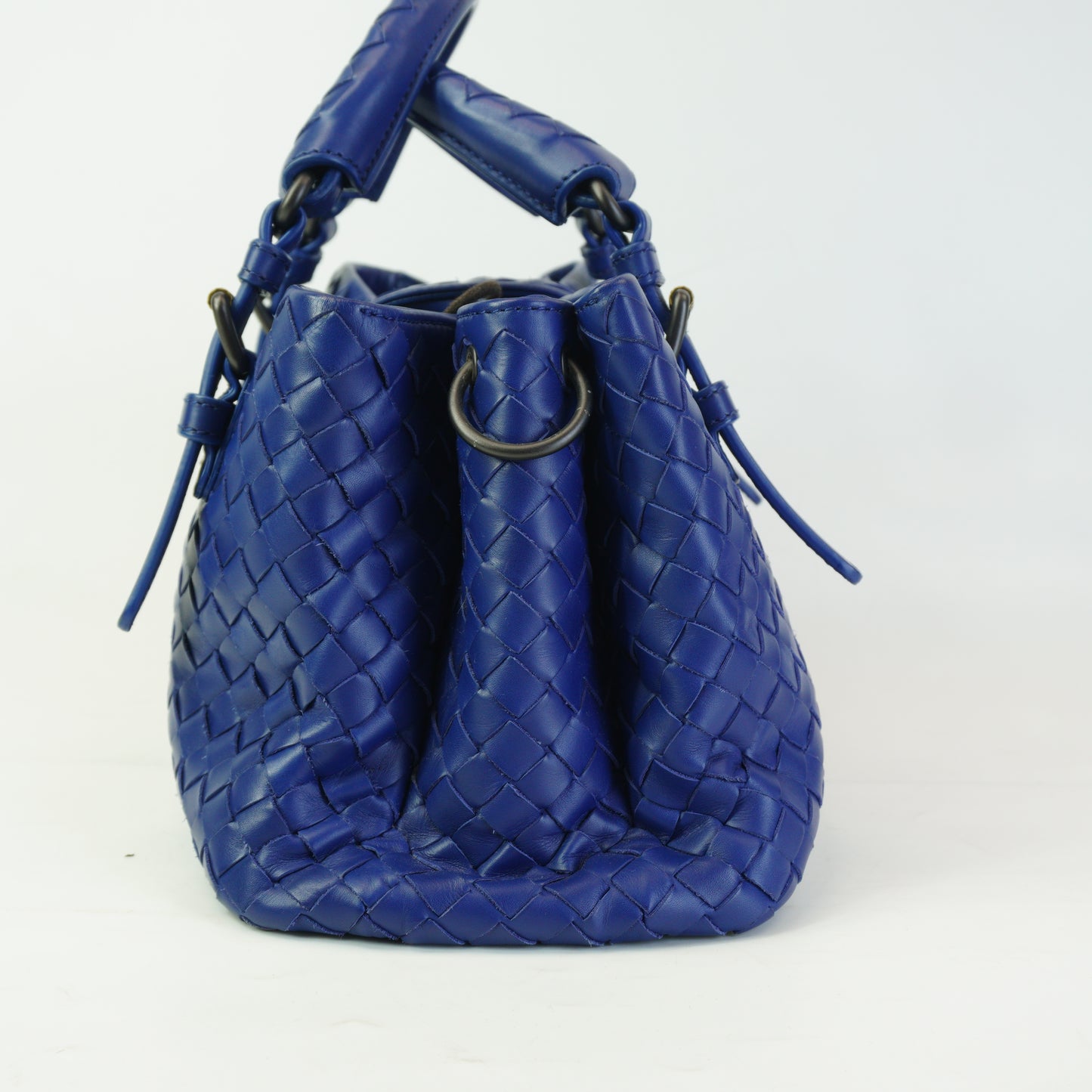 Bottega Veneta Intrecciato Roma Bag Blue BHW Small