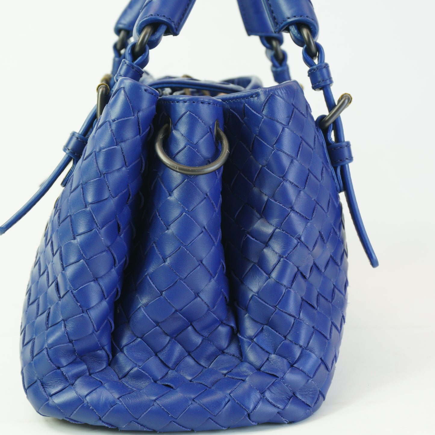 Bottega Veneta Intrecciato Roma Bag Blue BHW Small