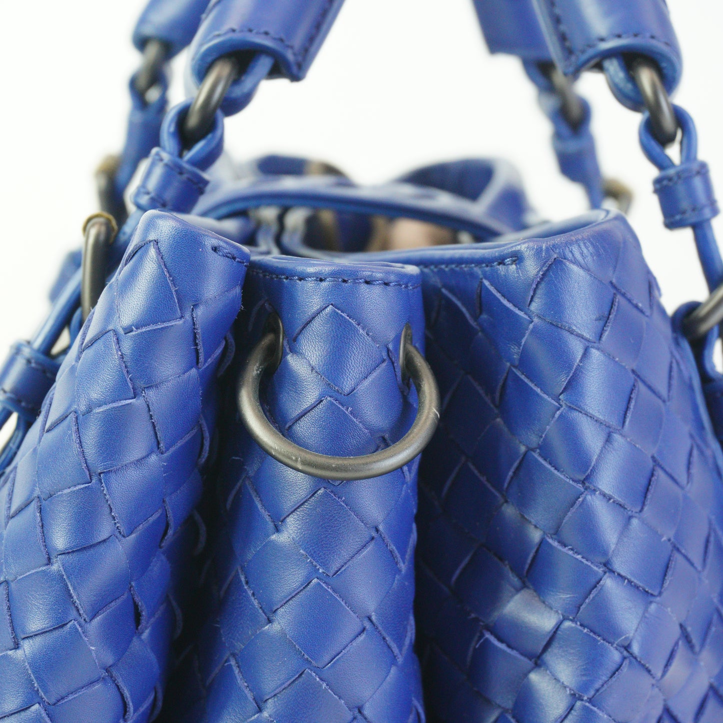 Bottega Veneta Intrecciato Roma Bag Blue BHW Small