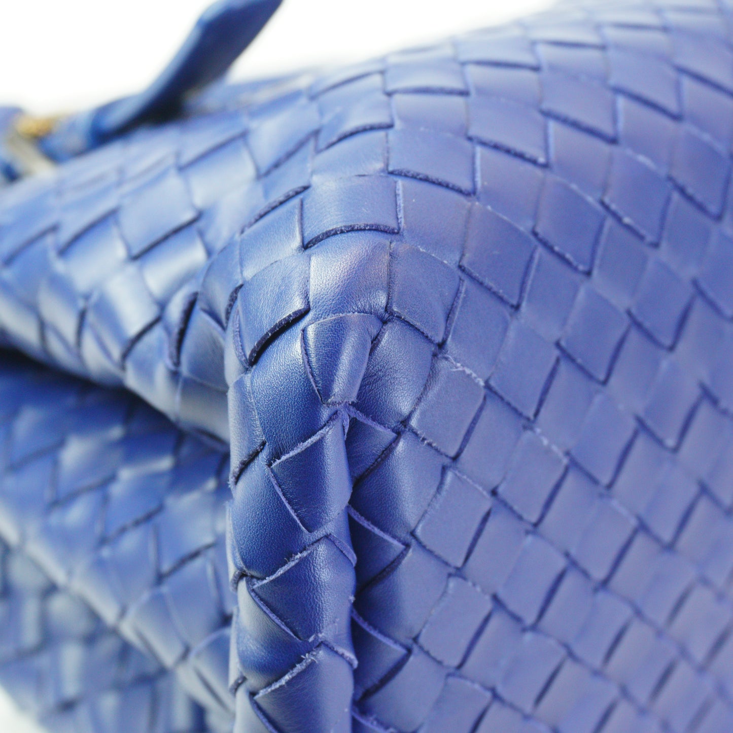 Bottega Veneta Intrecciato Roma Bag Blue BHW Small