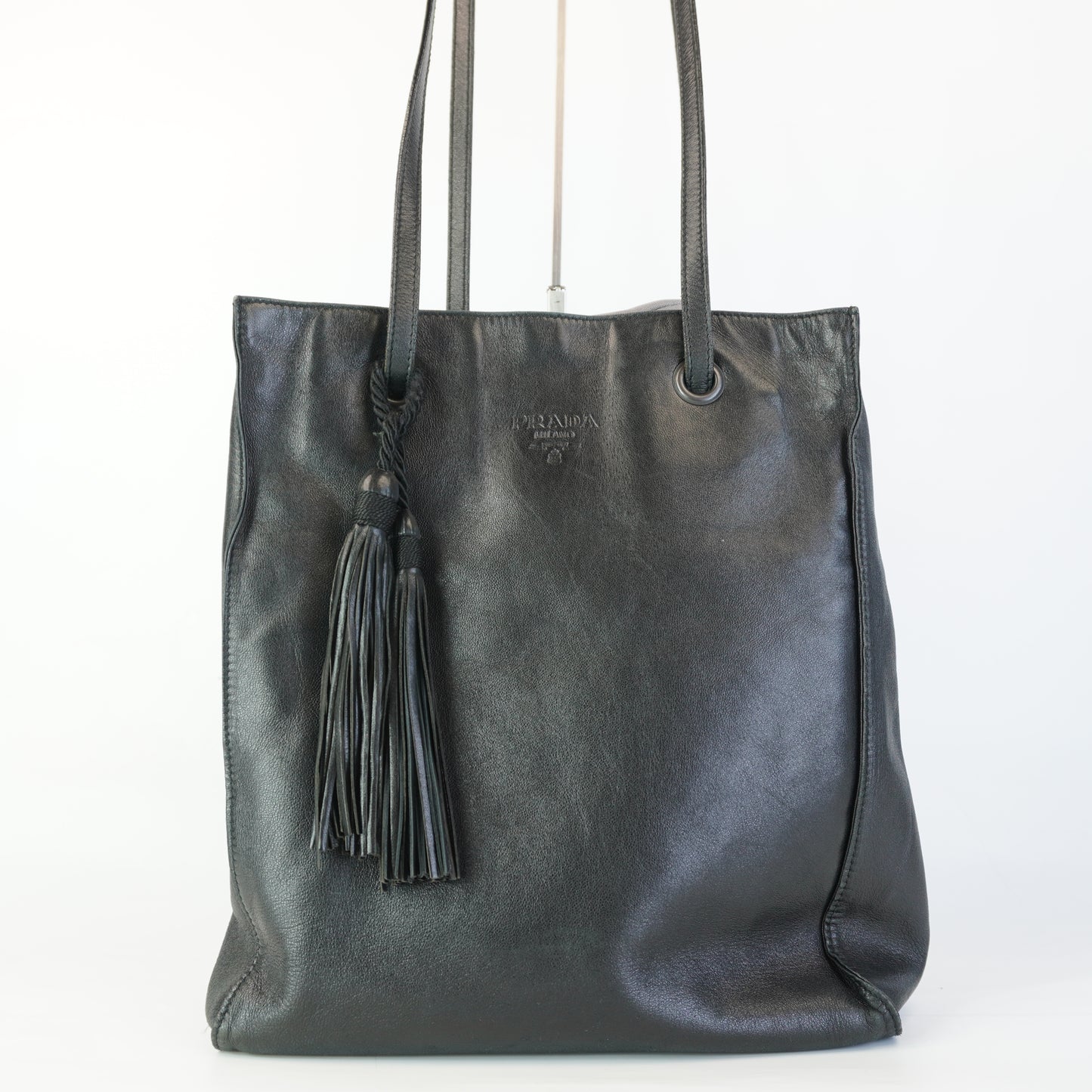 Prada Vintage Soft Leather Shopping Tote Bag BHW Medium