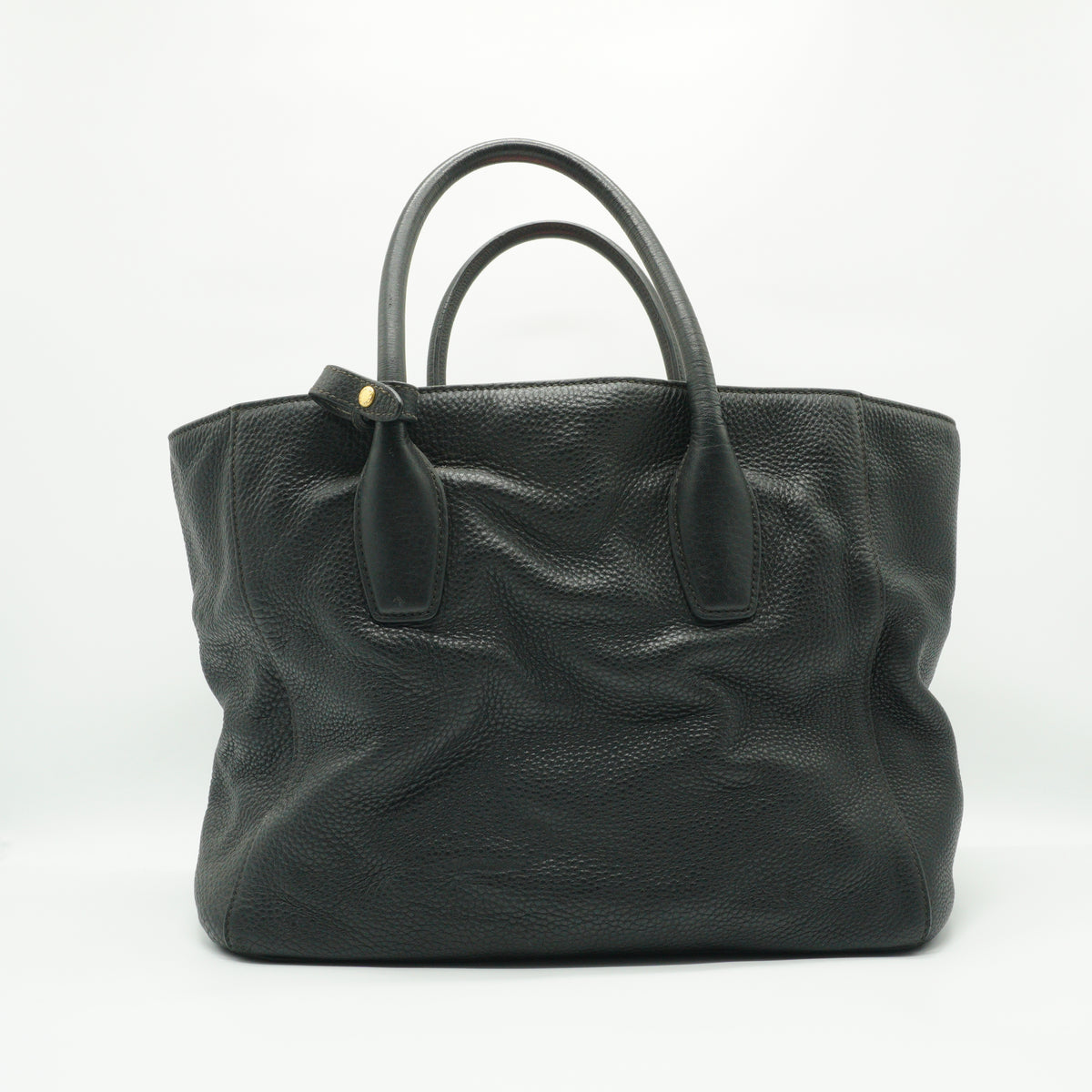 Prada Vitello Daino Black Top Handle Tote Bag GHW Medium