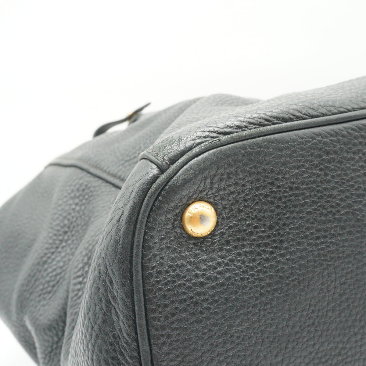 Prada Vitello Daino Black Top Handle Tote Bag GHW Medium