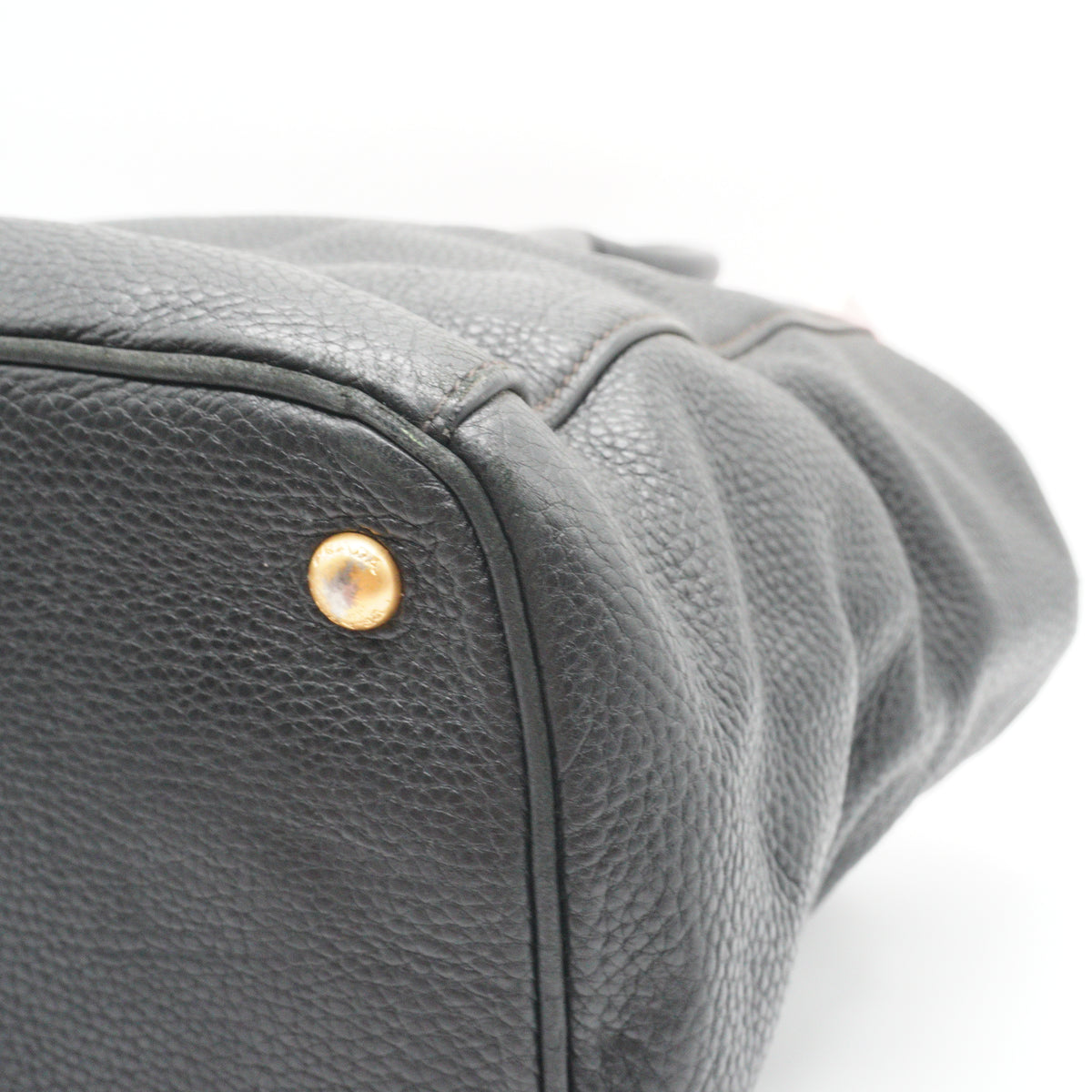 Prada Vitello Daino Black Top Handle Tote Bag GHW Medium