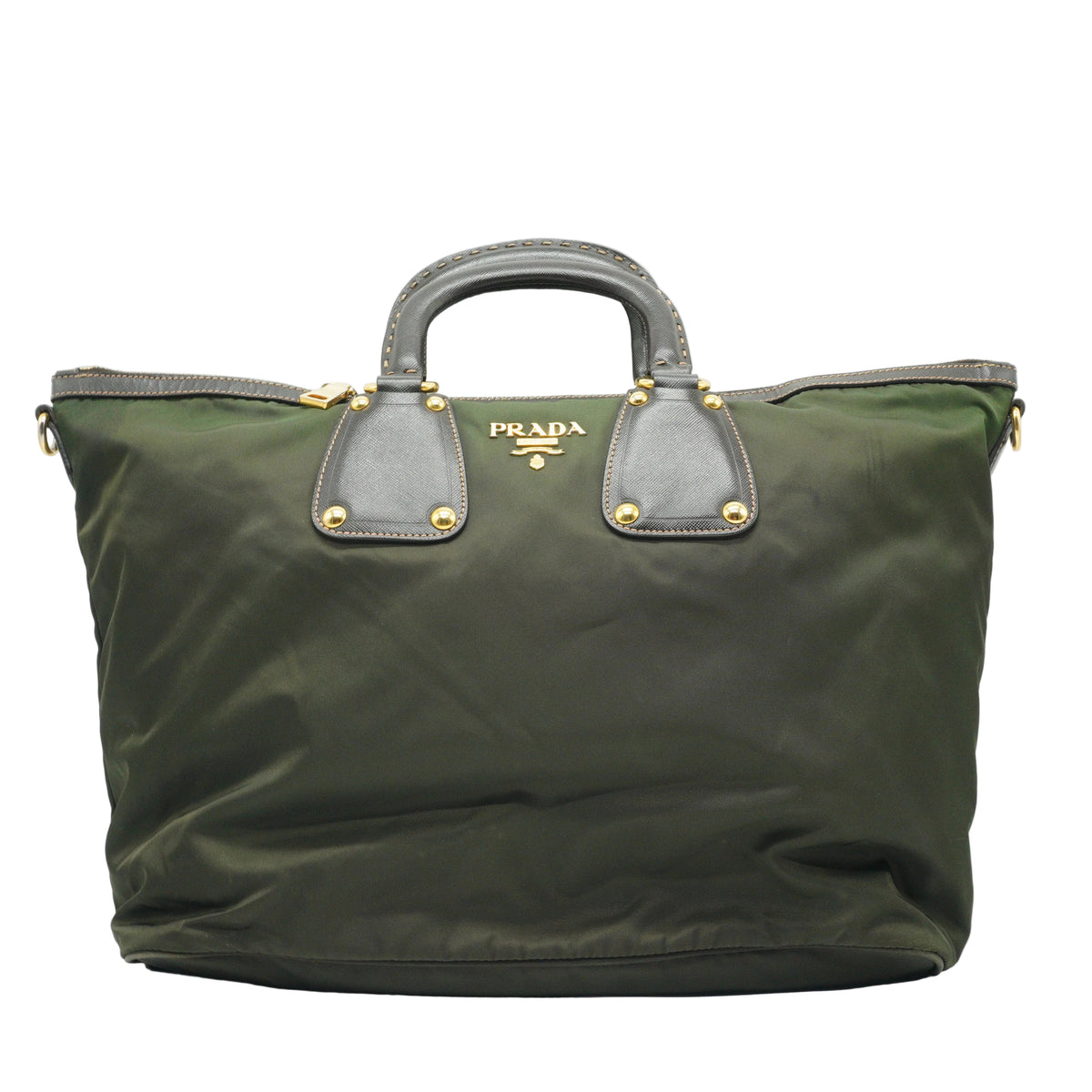 Prada Green Nylon Shoulder Bag GHW Medium