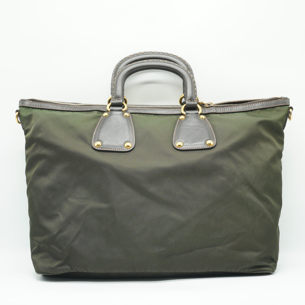 Prada Green Nylon Shoulder Bag GHW Medium