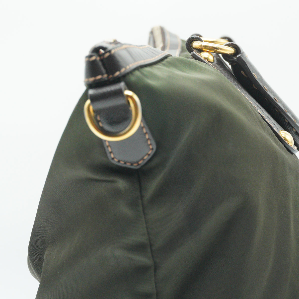 Prada Green Nylon Shoulder Bag GHW Medium