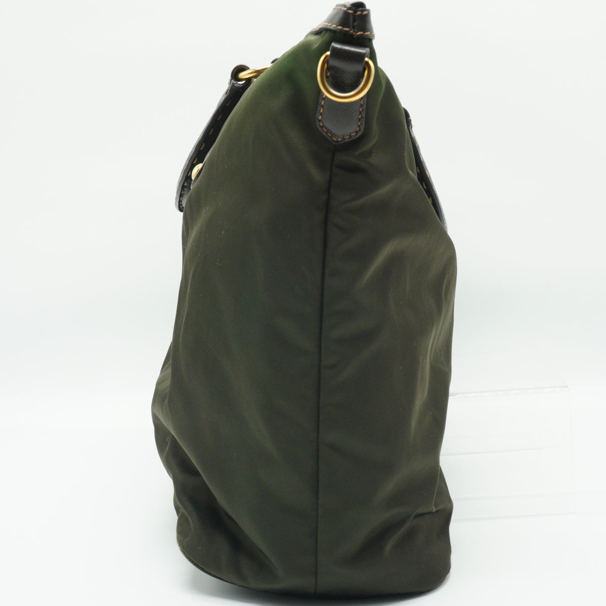 Prada Green Nylon Shoulder Bag GHW Medium