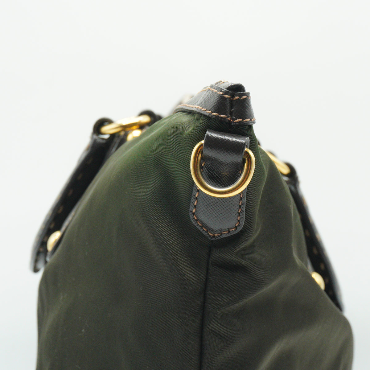 Prada Green Nylon Shoulder Bag GHW Medium