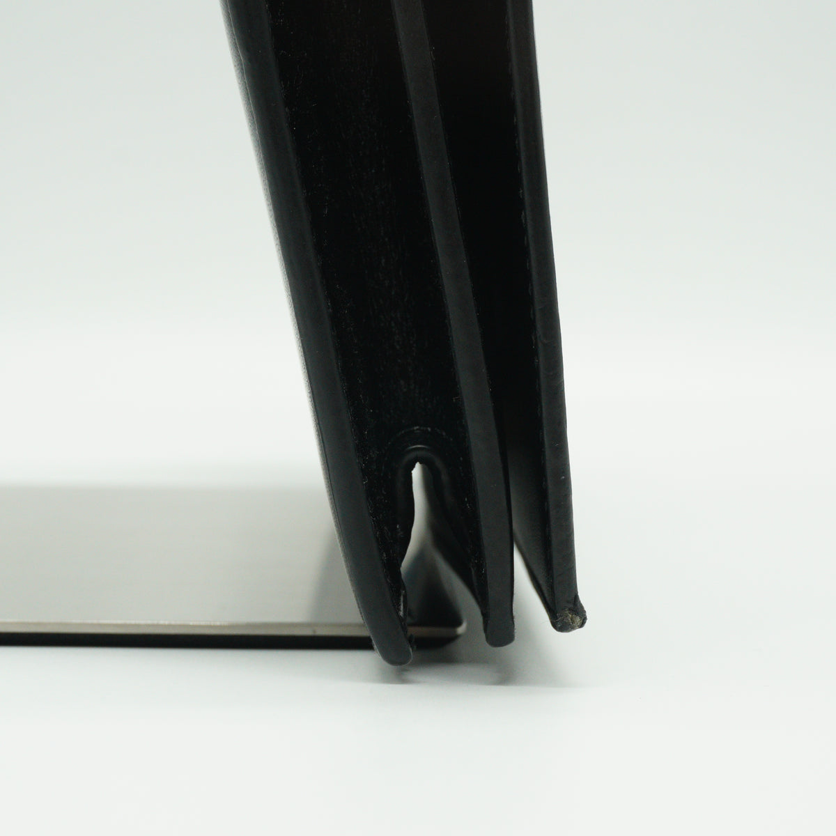 YSL Black Flap Leather Wallet GHW Small