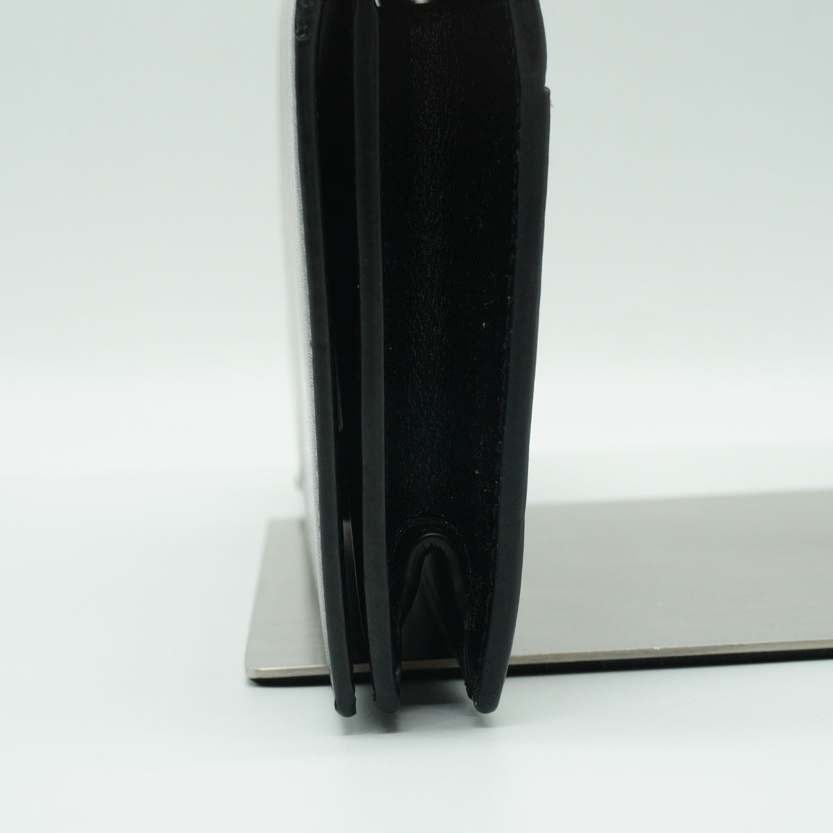 YSL Black Flap Leather Wallet GHW Small