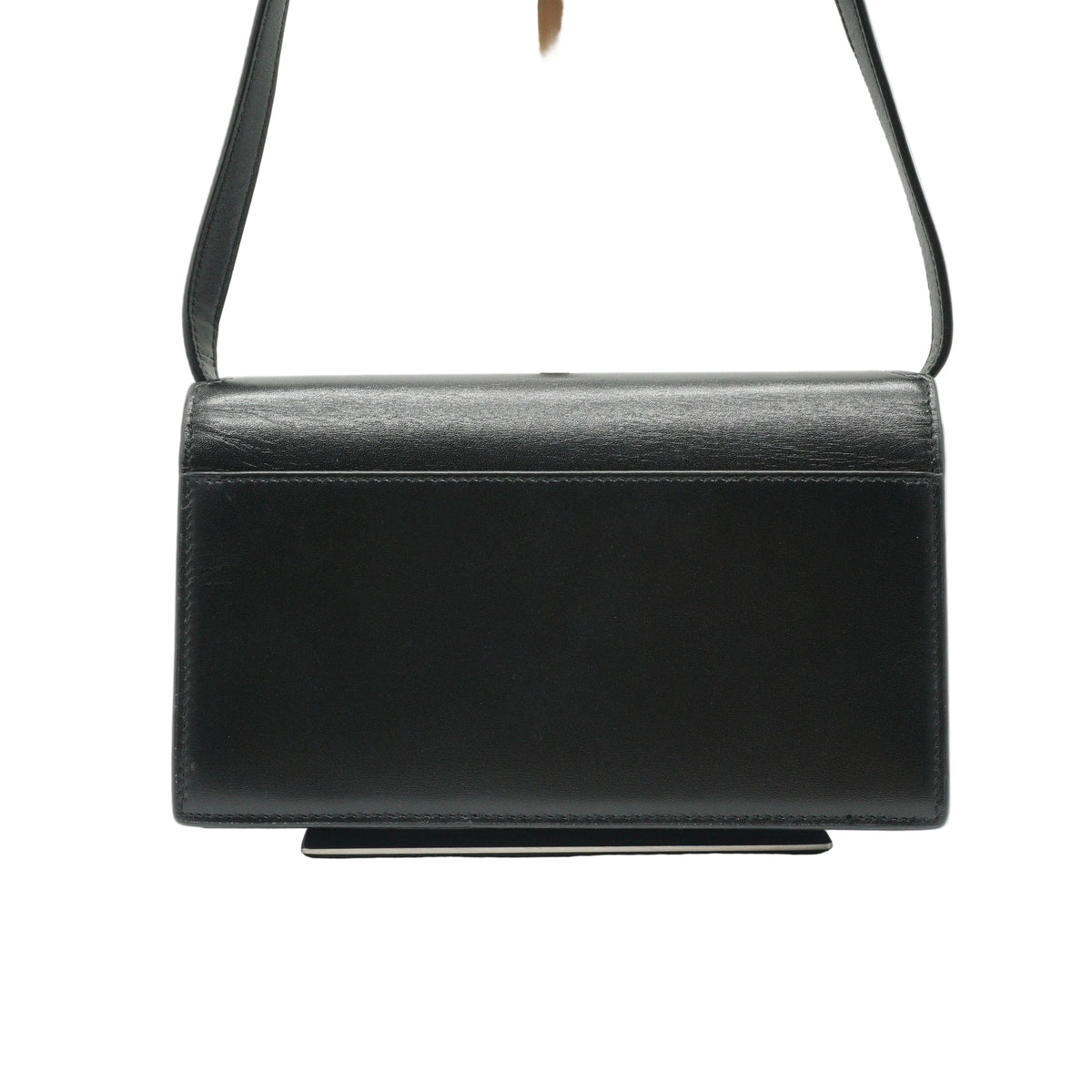 YSL Black Flap Leather Wallet GHW Small