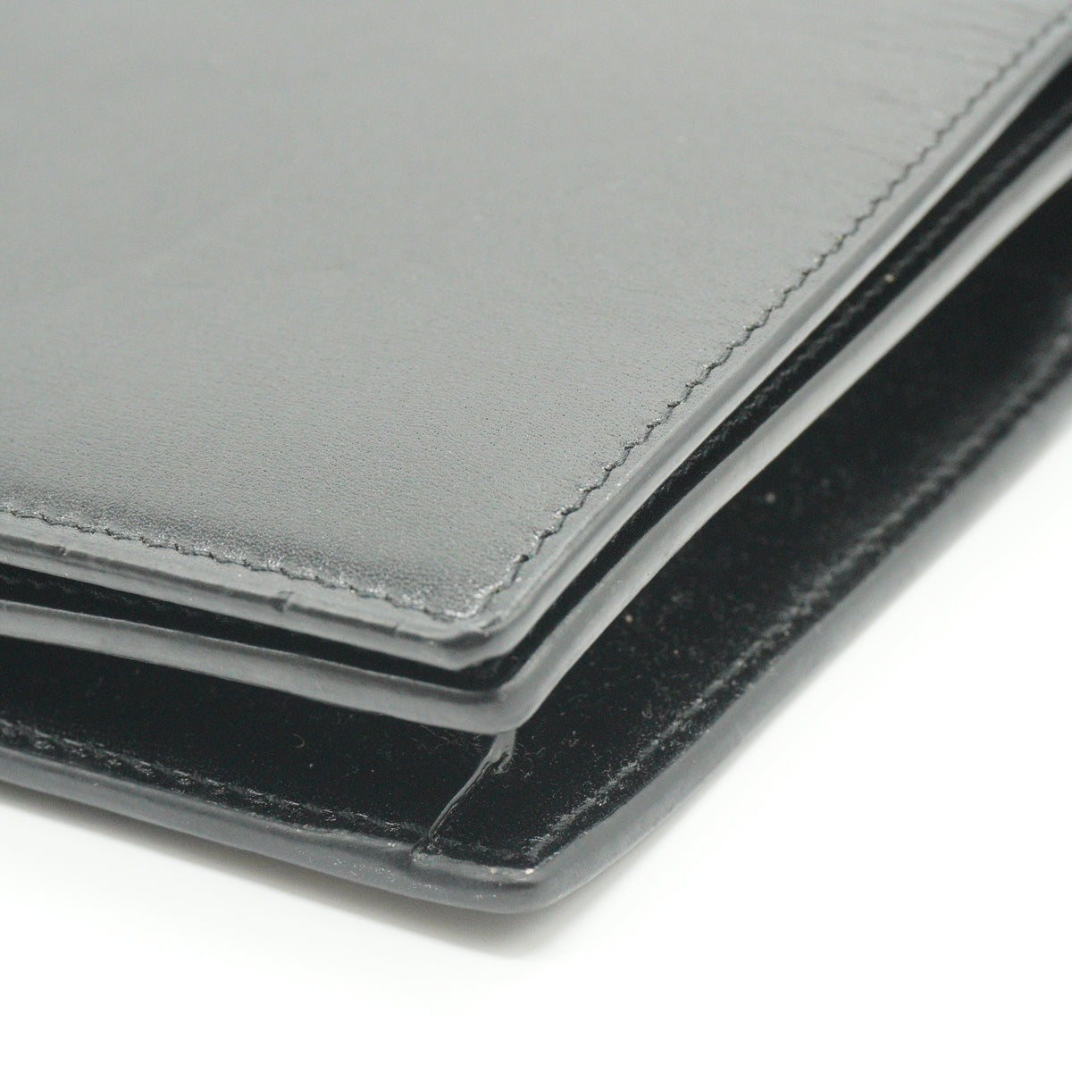 YSL Black Flap Leather Wallet GHW Small