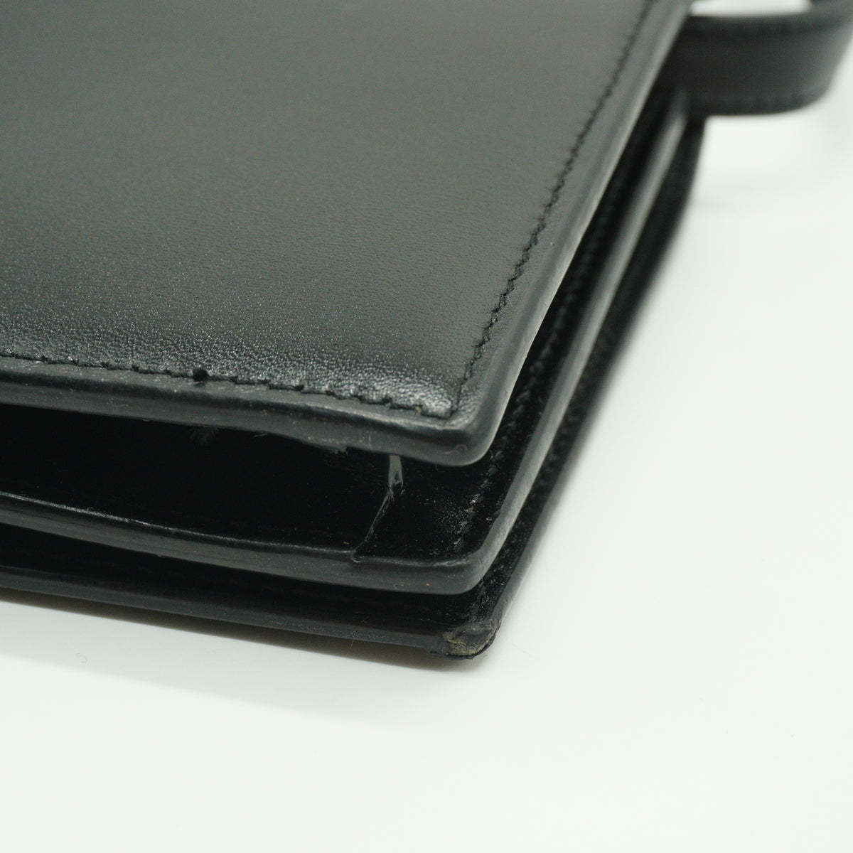 YSL Black Flap Leather Wallet GHW Small