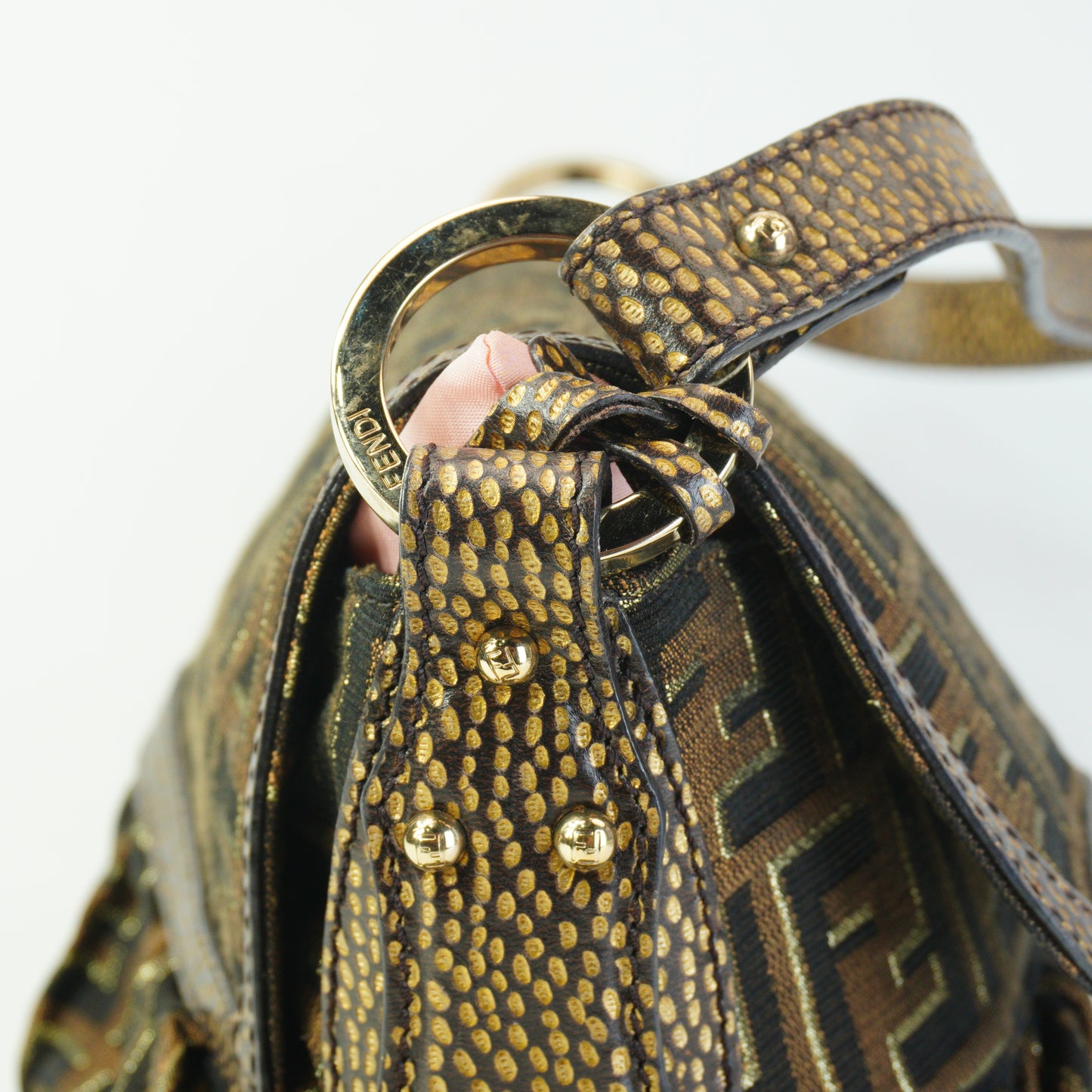 Fendi zucca Chef Flap Shoulder Bag Dark Brown Medium GHW